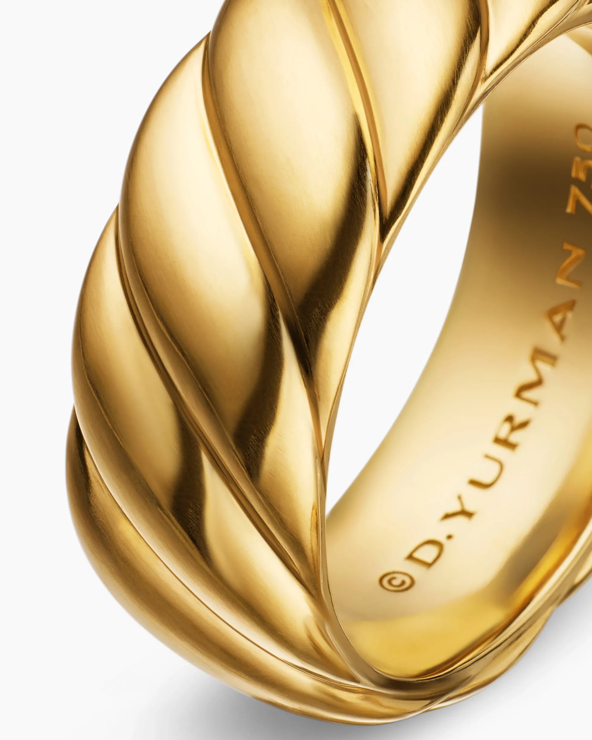 Sculpted Cable Contour Band Ring 18K Yellow Gold, 9mm