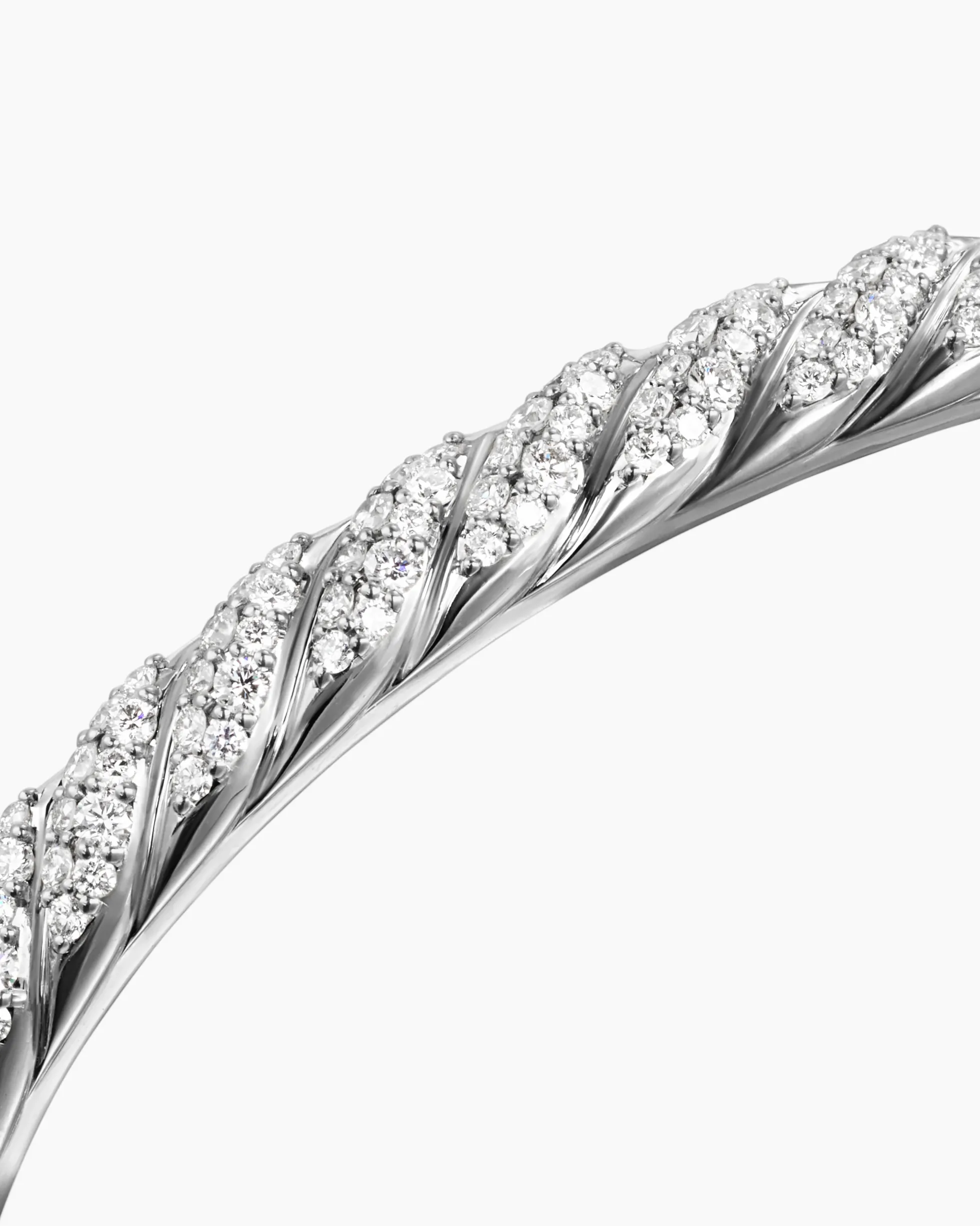 Sculpted Cable Cuff Bracelet 18K White Gold with Diamonds, 5.5mm