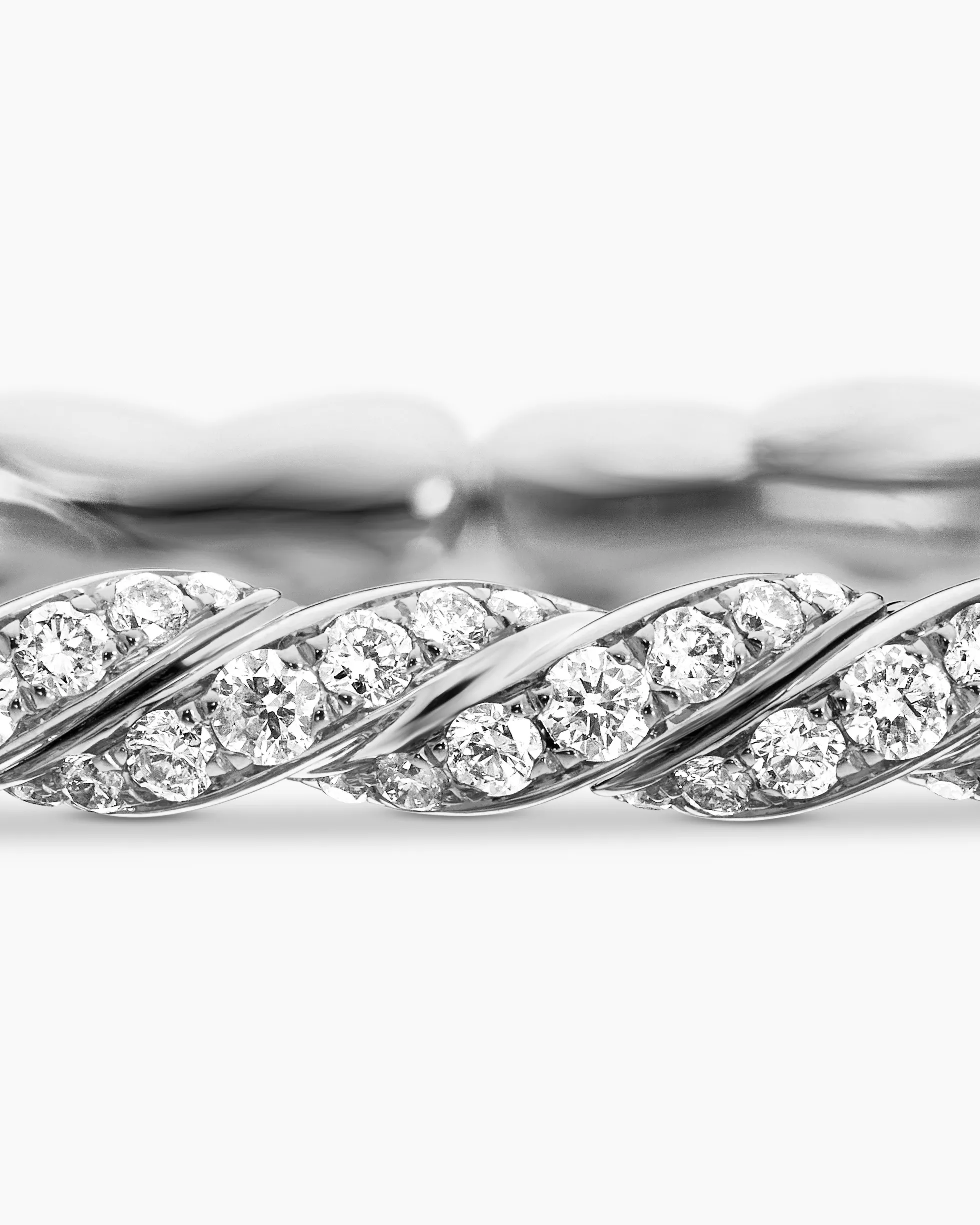 Sculpted Cable Flex Bracelet 18K White Gold with Diamonds, 3.5mm