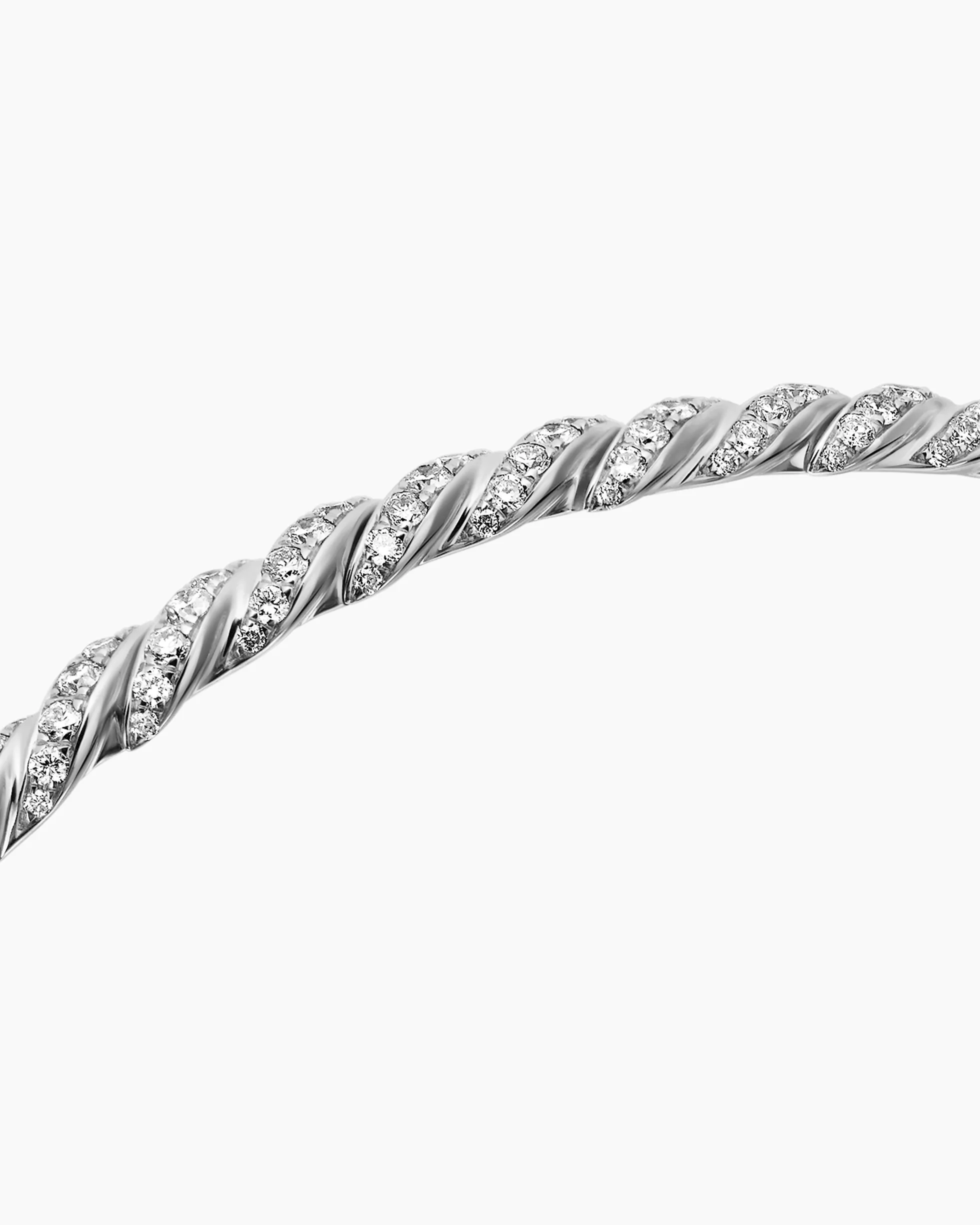 Sculpted Cable Flex Bracelet 18K White Gold with Diamonds, 3.5mm