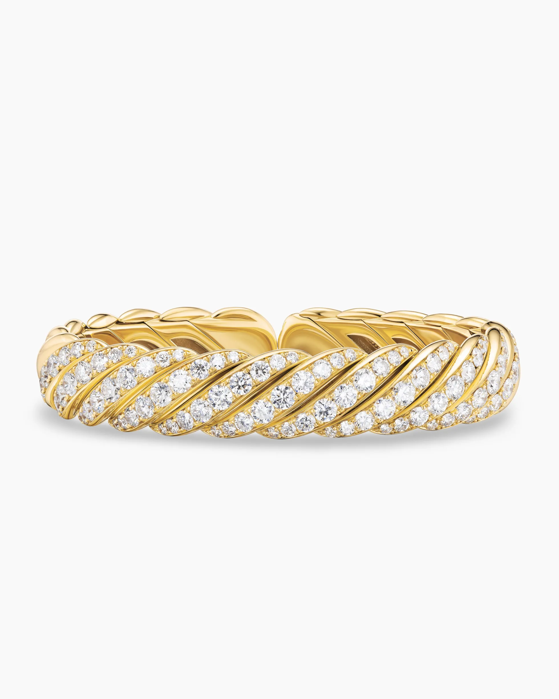 Sculpted Cable Flex Bracelet 18K Yellow Gold with Diamonds, 11mm