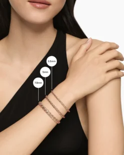 Sculpted Cable Flex Bracelet 18K Rose Gold with Cognac Diamonds, 7.8mm