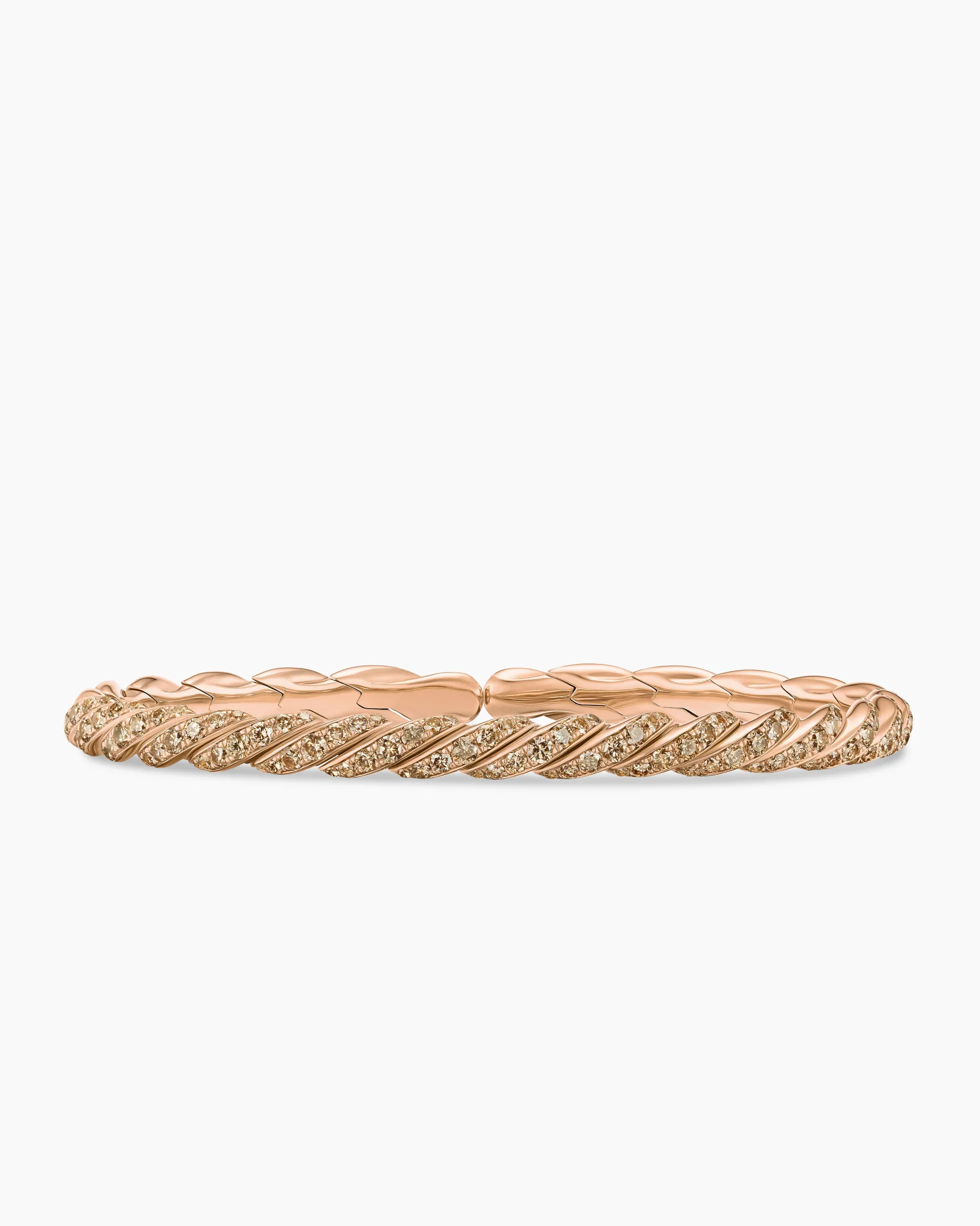 Sculpted Cable Flex Bracelet 18K Rose Gold with Cognac Diamonds, 5mm