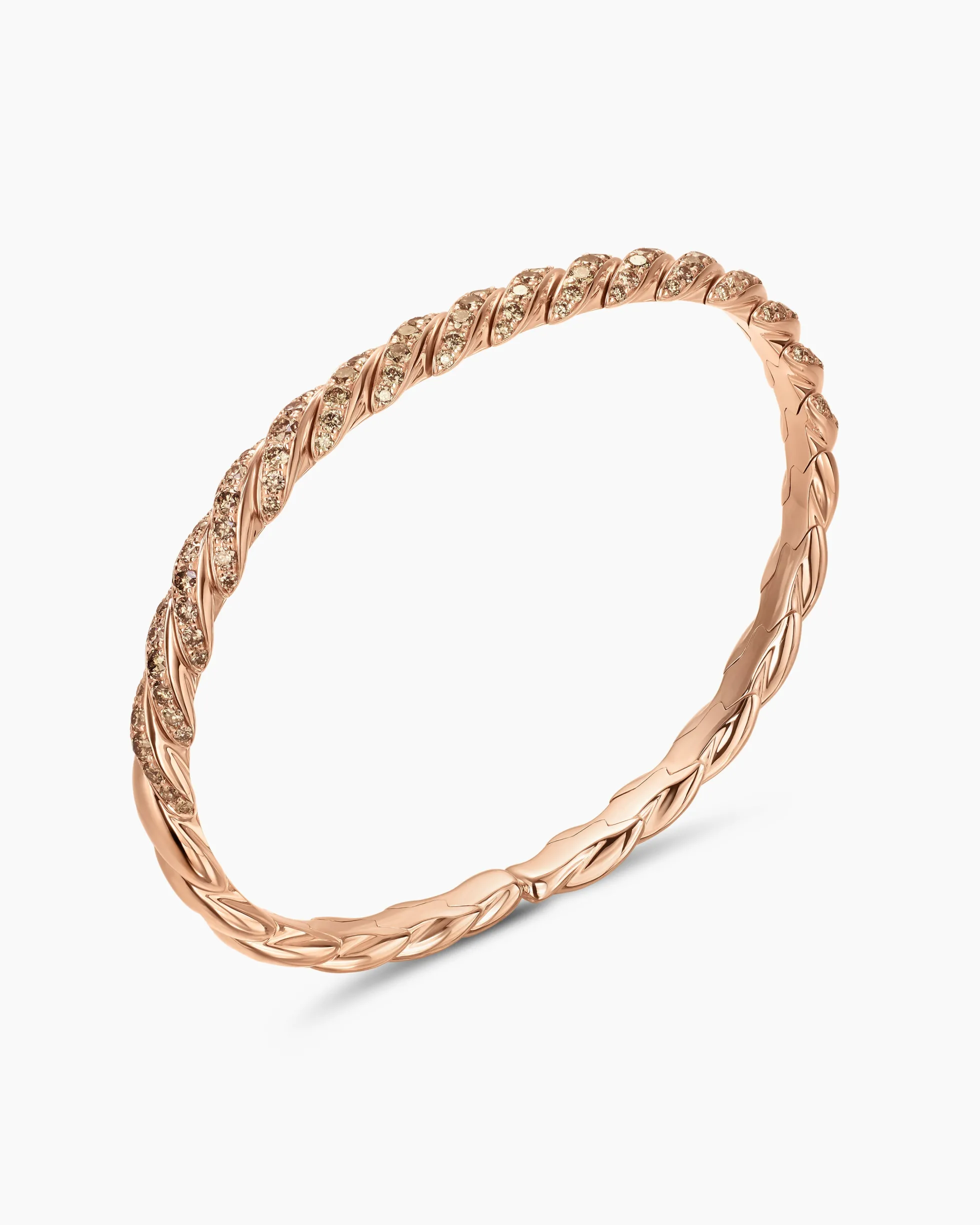 Sculpted Cable Flex Bracelet 18K Rose Gold with Cognac Diamonds, 5mm