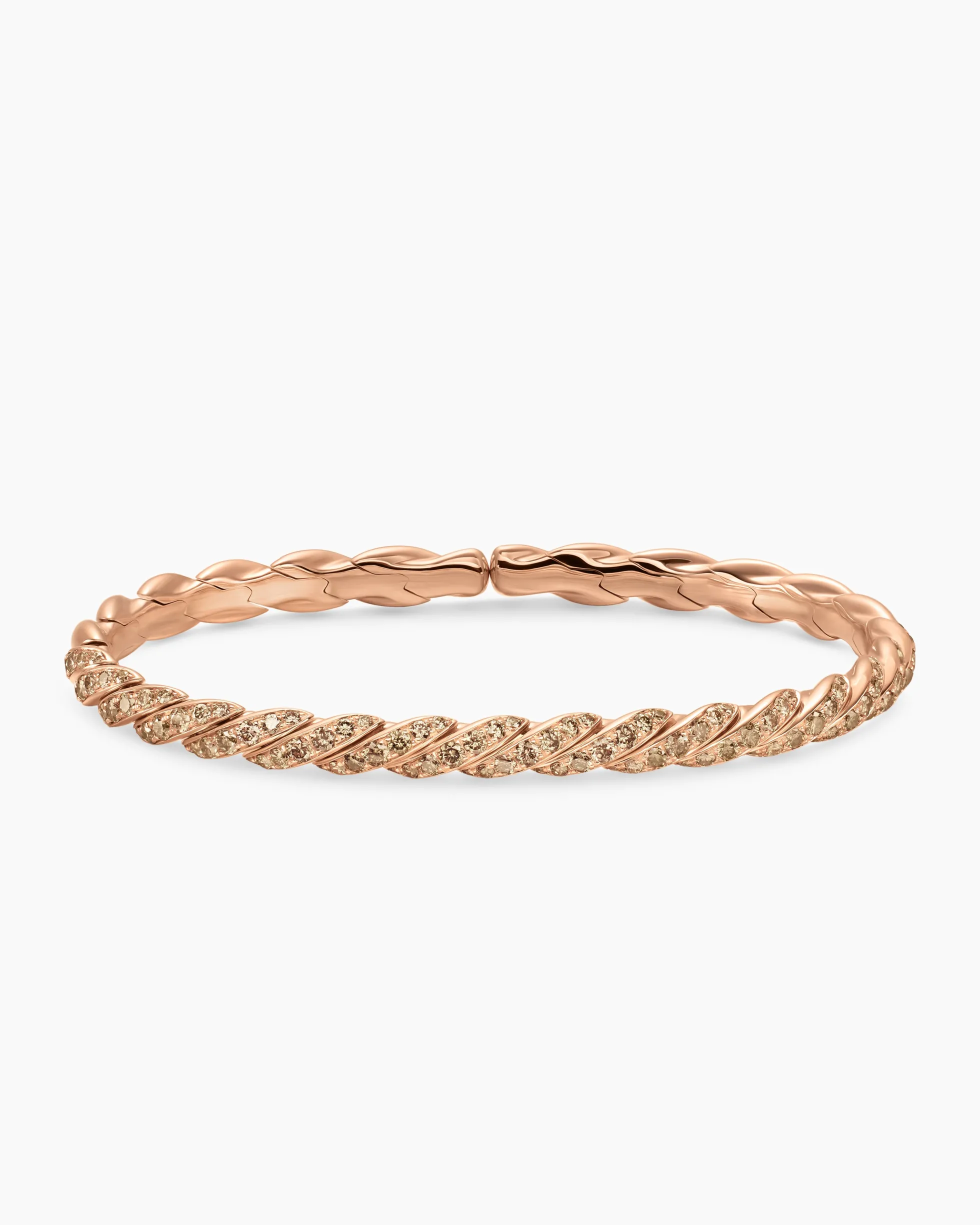 Sculpted Cable Flex Bracelet 18K Rose Gold with Cognac Diamonds, 5mm