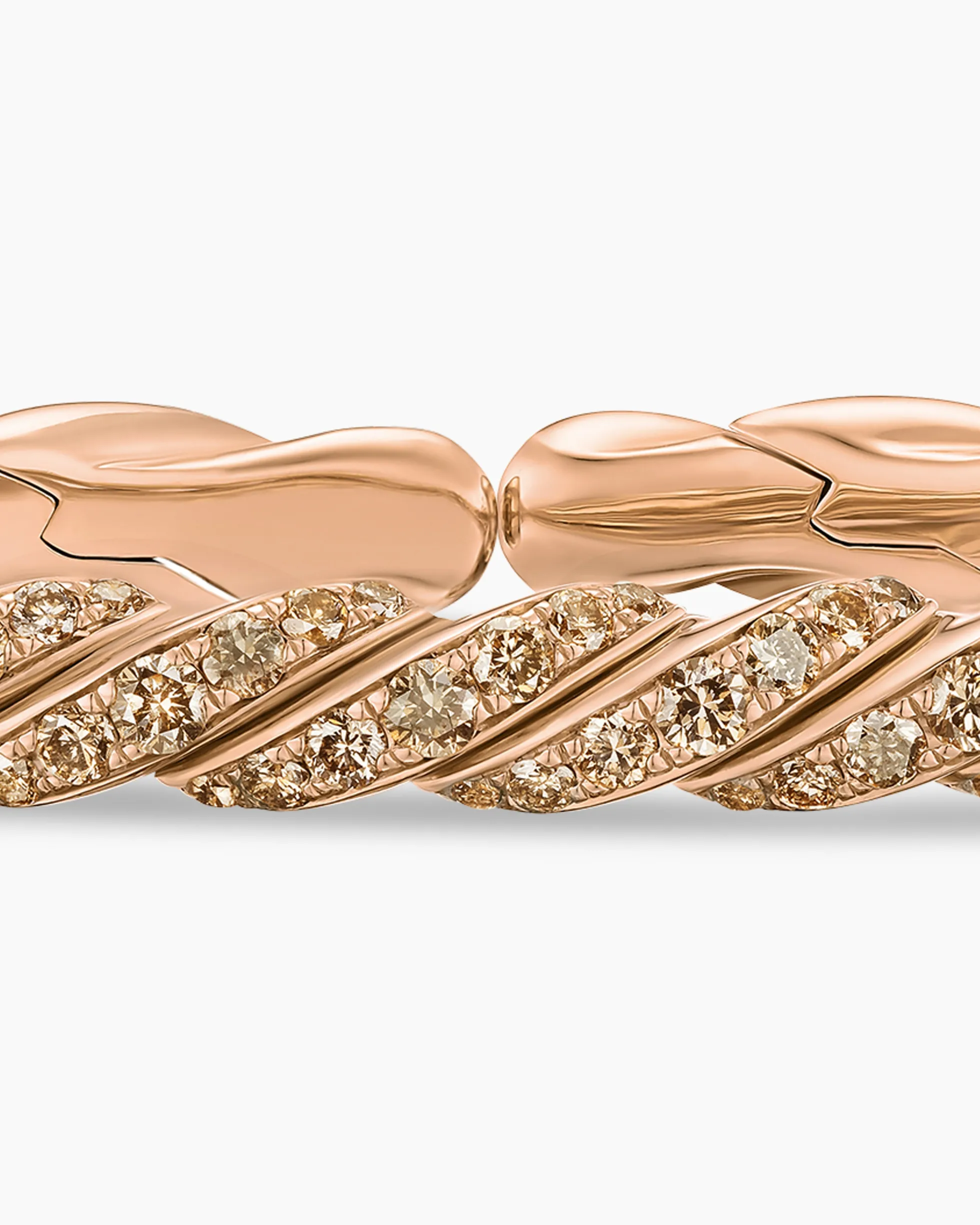Sculpted Cable Flex Bracelet 18K Rose Gold with Cognac Diamonds, 5mm