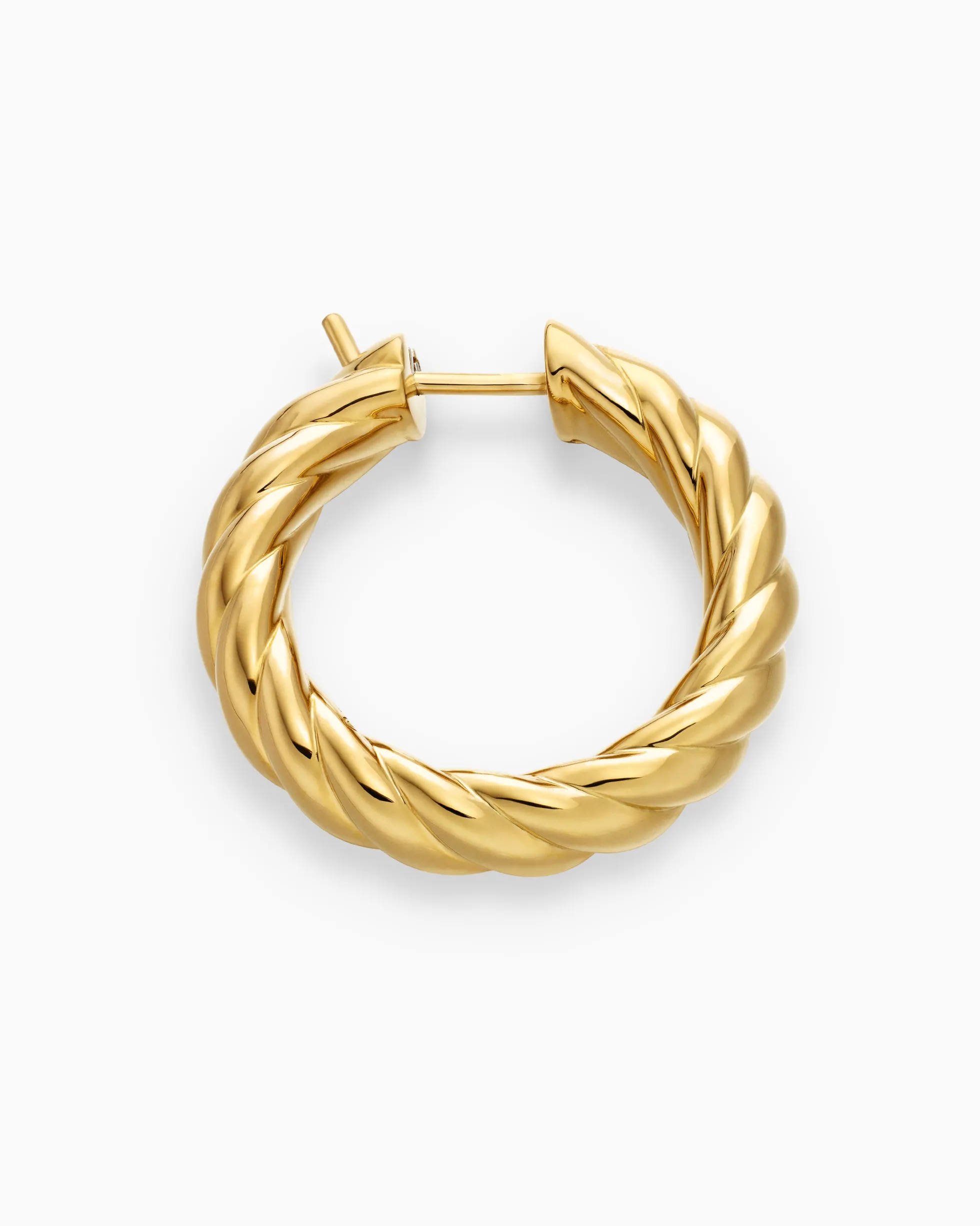 Sculpted Cable Hoop Earrings 18K Yellow Gold, 25.4mm