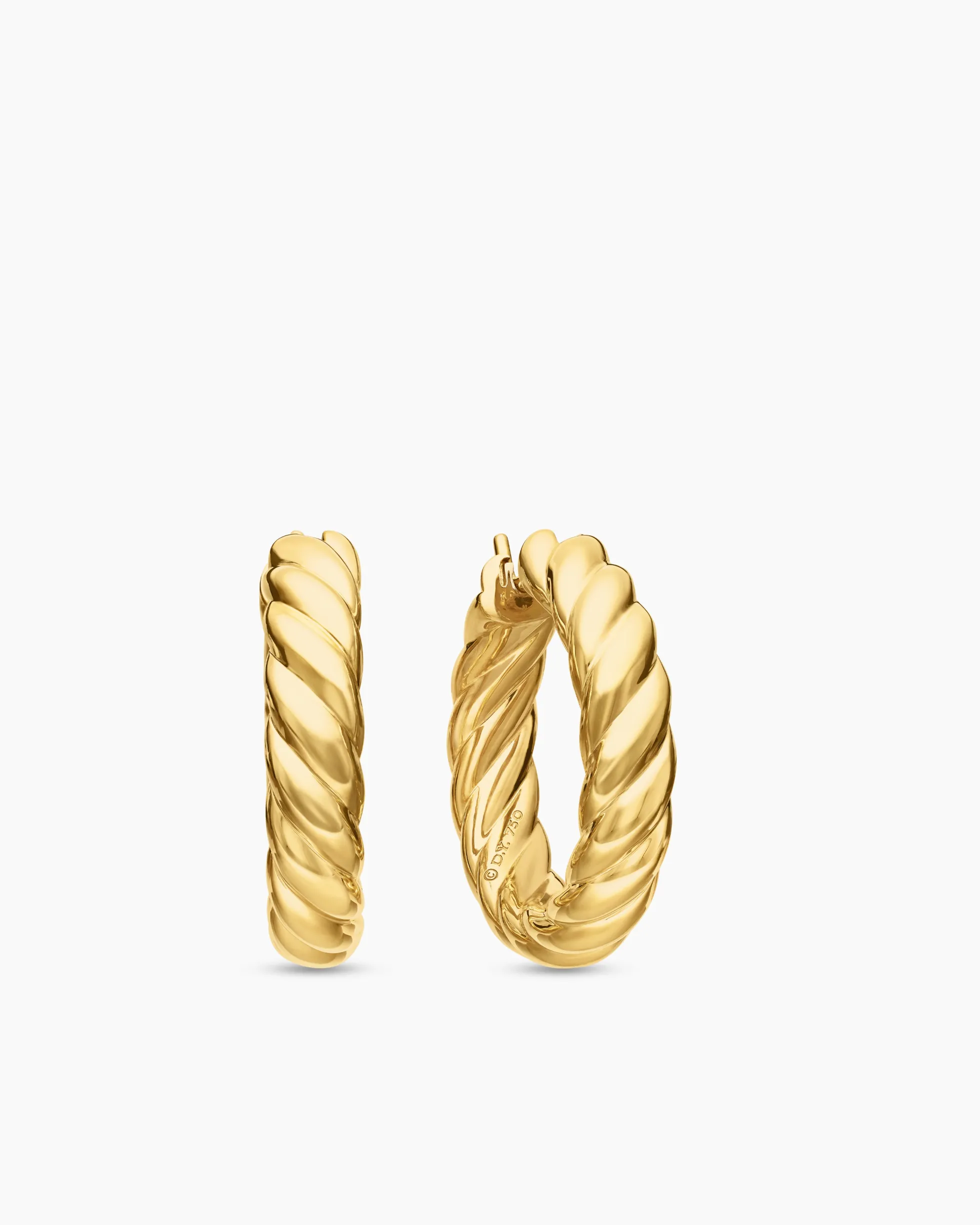 Sculpted Cable Hoop Earrings 18K Yellow Gold, 25.4mm