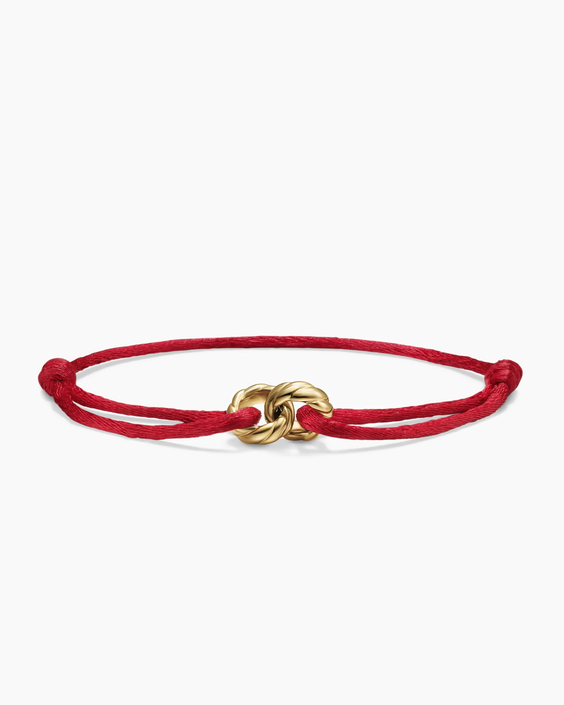 Sculpted Cable Linked Cord Bracelet Red Nylon with 18K Yellow Gold, 8.7mm