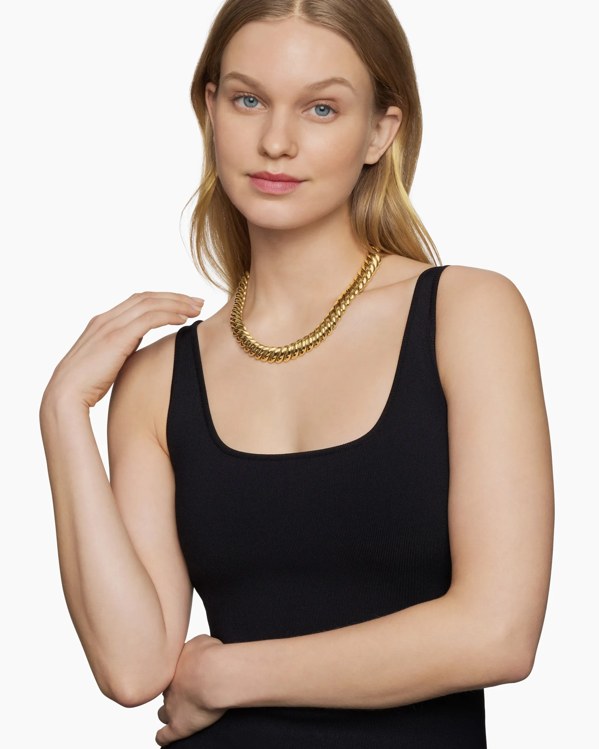 Sculpted Cable Necklace 18K Yellow Gold, 14mm