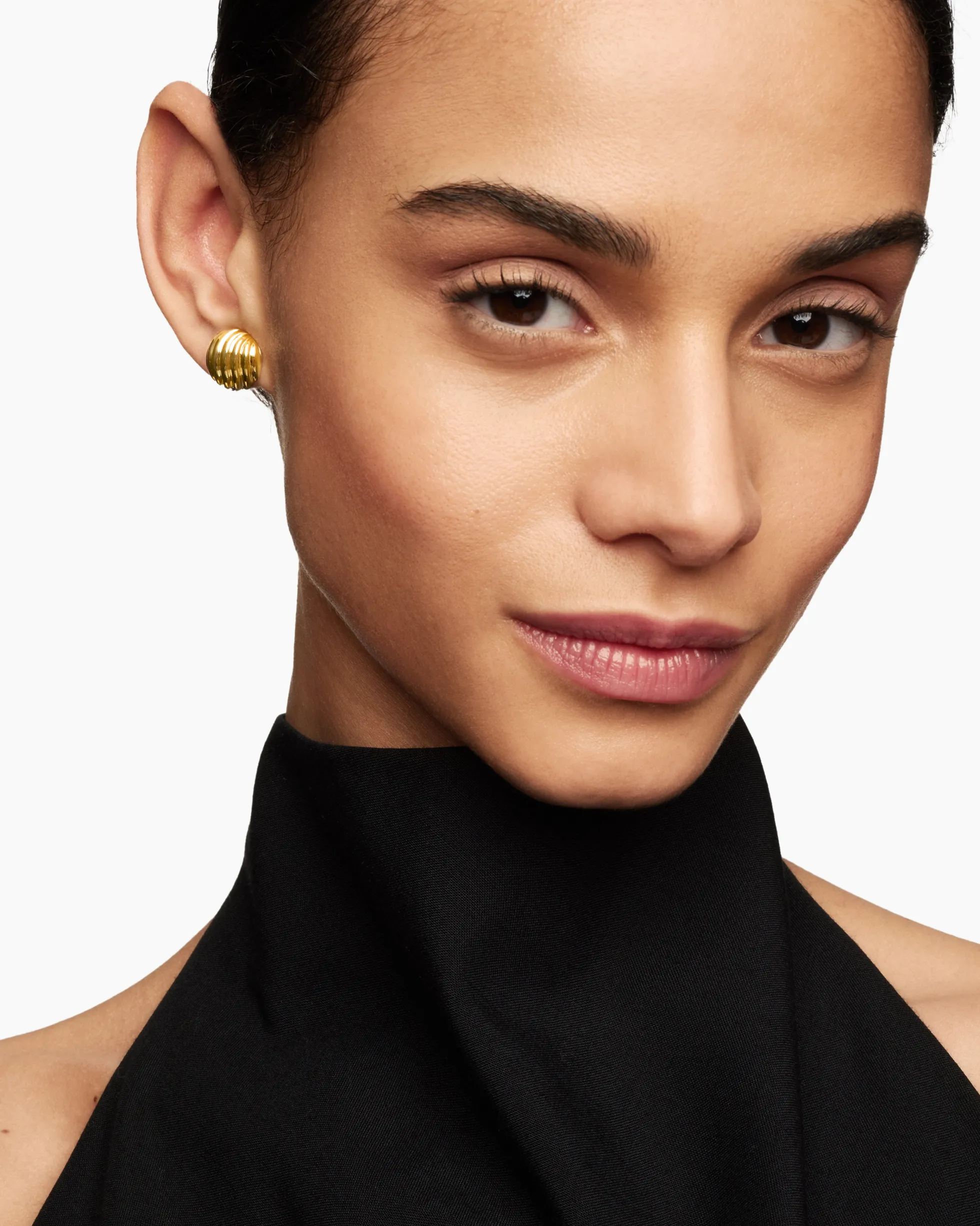 Sculpted Cable Stud Earrings 18K Yellow Gold, 14mm