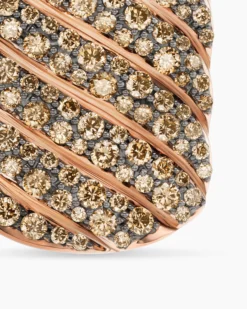 Sculpted Cable Tag 18K Rose Gold with Cognac Diamonds, 27mm
