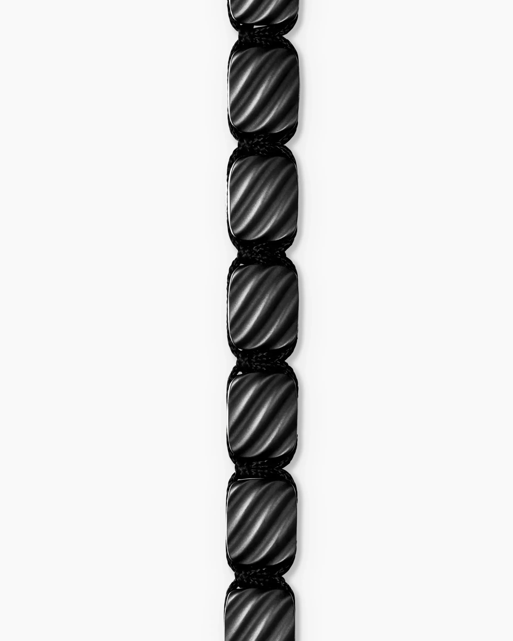 Sculpted Cable Woven Tile Bracelet Black Titanium with Sterling Silver and Black Nylon, 8.5mm
