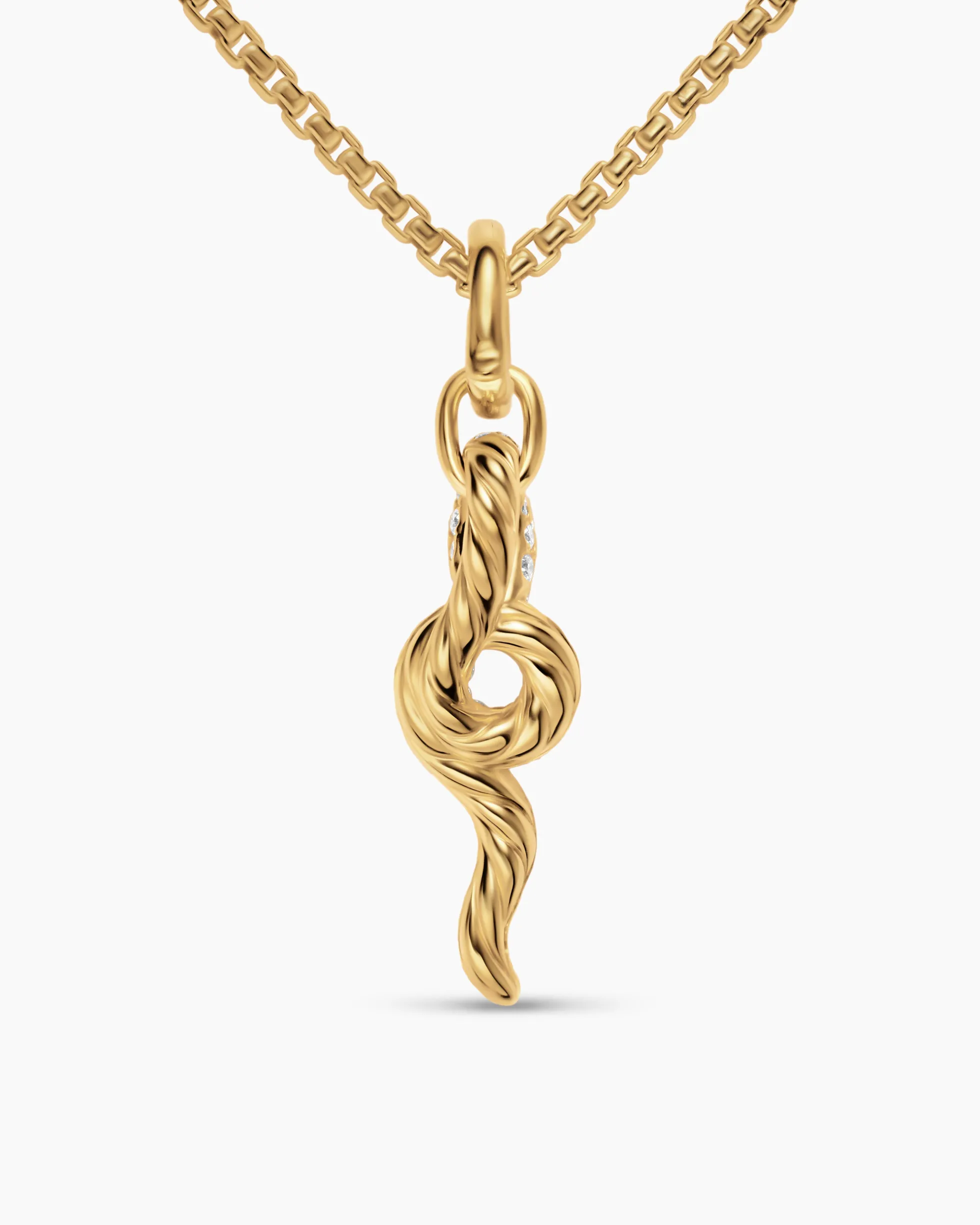 Snake Amulet 18K Yellow Gold with Emeralds and Diamonds, 23.5mm