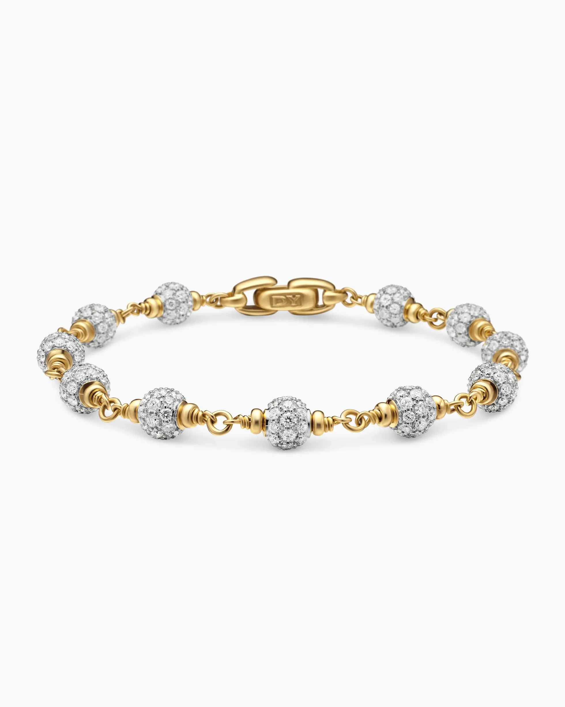Spiritual Beads Bracelet 18K Yellow Gold with Diamonds, 6mm