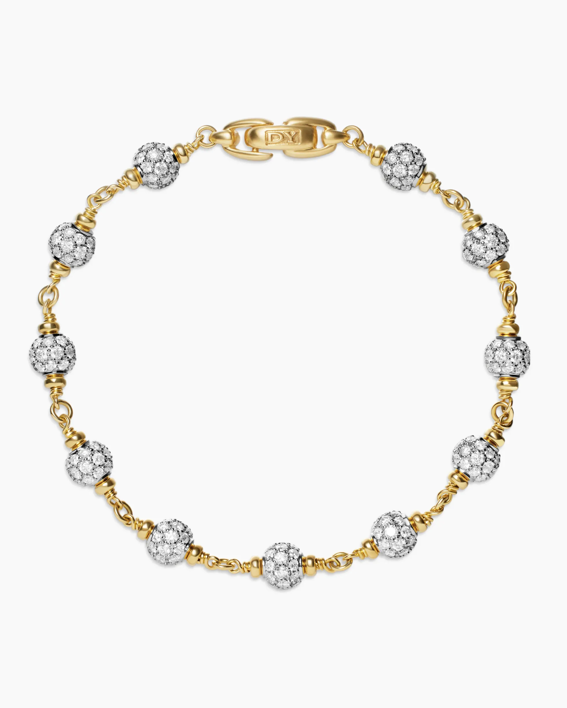 Spiritual Beads Bracelet 18K Yellow Gold with Diamonds, 6mm