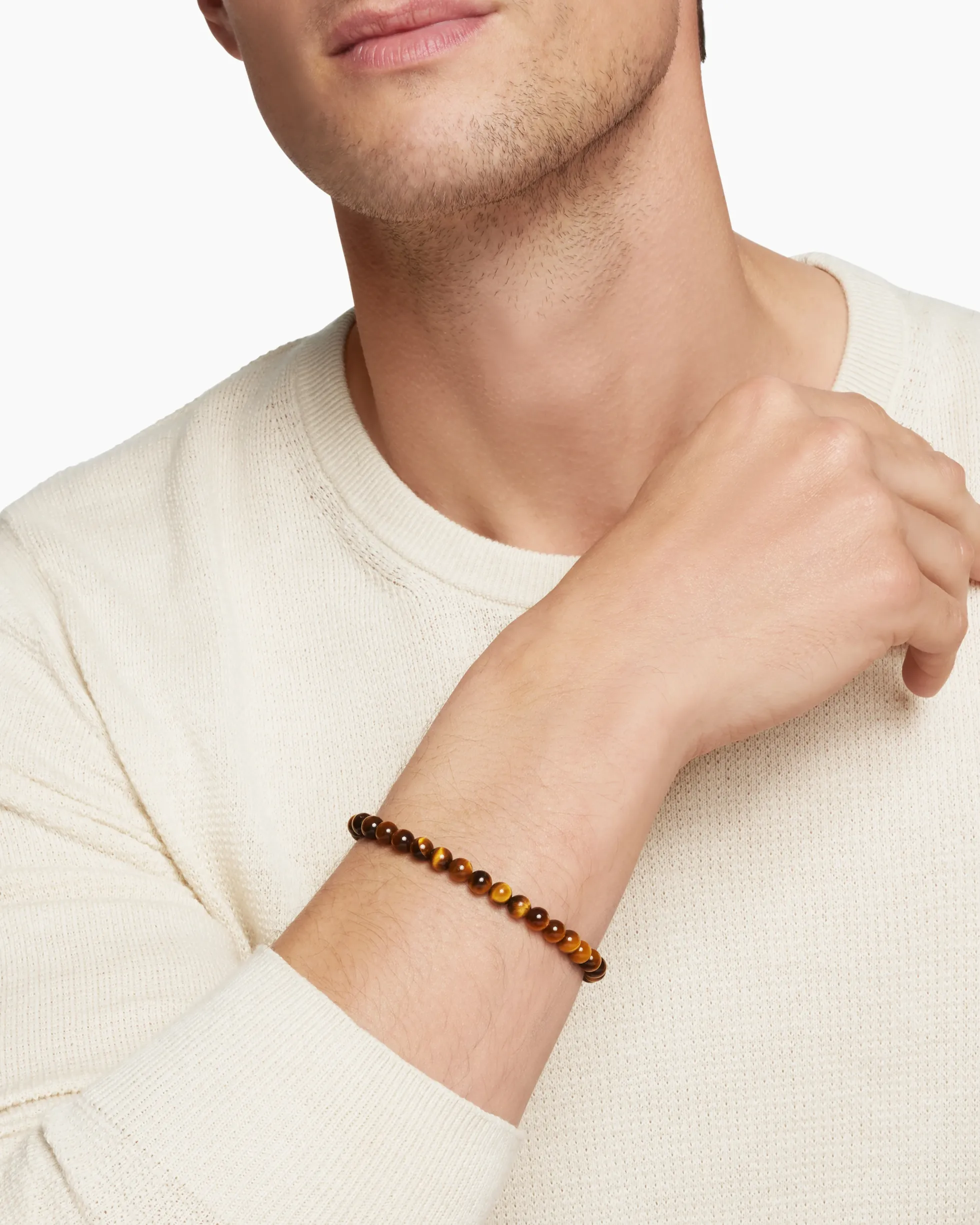 Spiritual Beads Bracelet Sterling Silver with Tiger’s Eye, 6mm