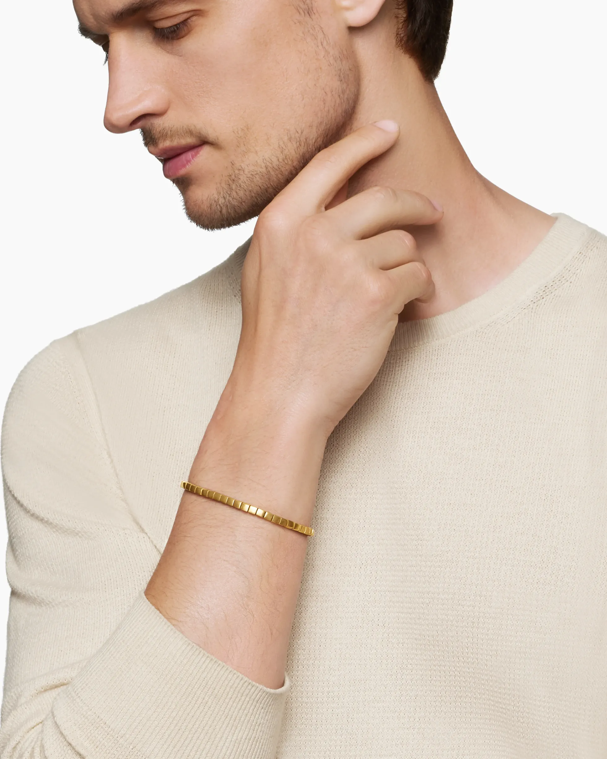 Spiritual Beads Cushion Bracelet 18K Yellow Gold, 4mm