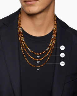 Spiritual Beads Necklace Black Onyx with Sterling Silver, 5mm