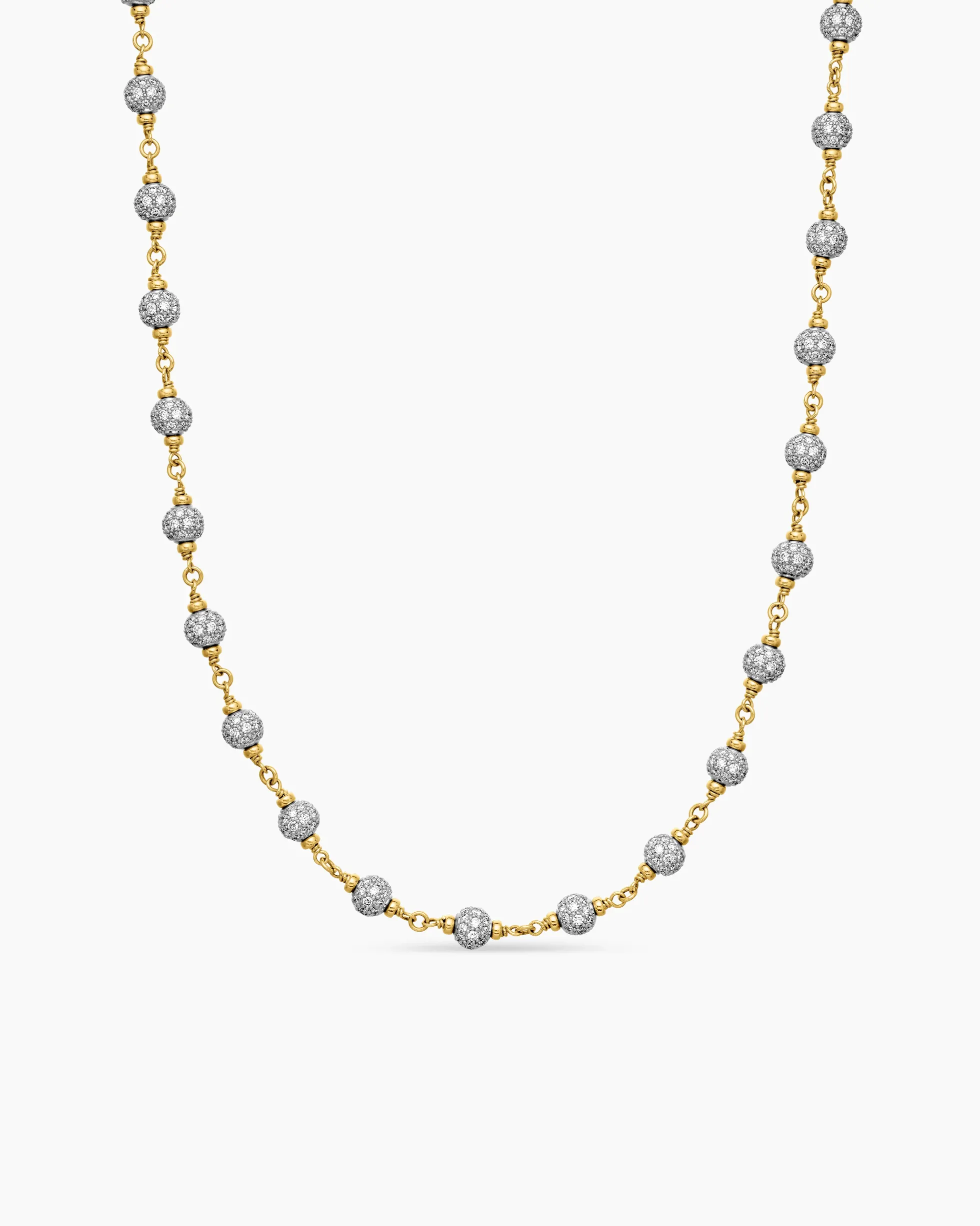 Spiritual Beads Necklace 18K Yellow Gold with Diamonds, 6mm