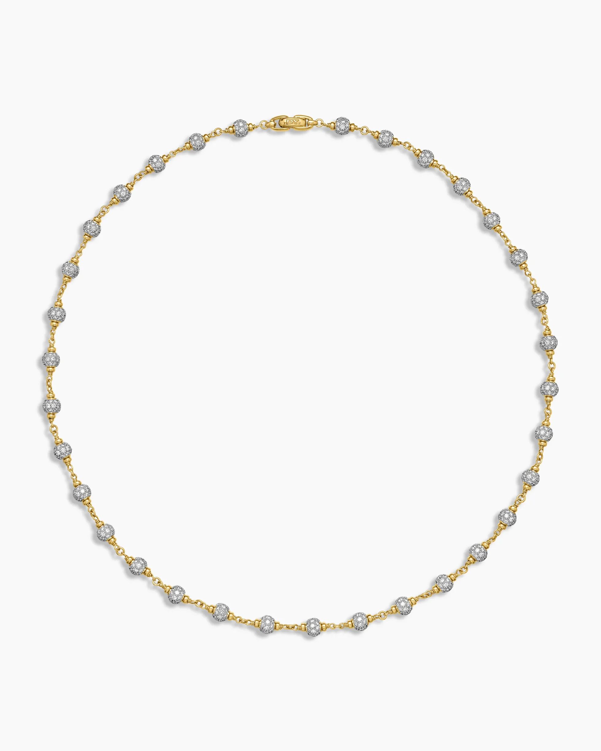 Spiritual Beads Necklace 18K Yellow Gold with Diamonds, 6mm
