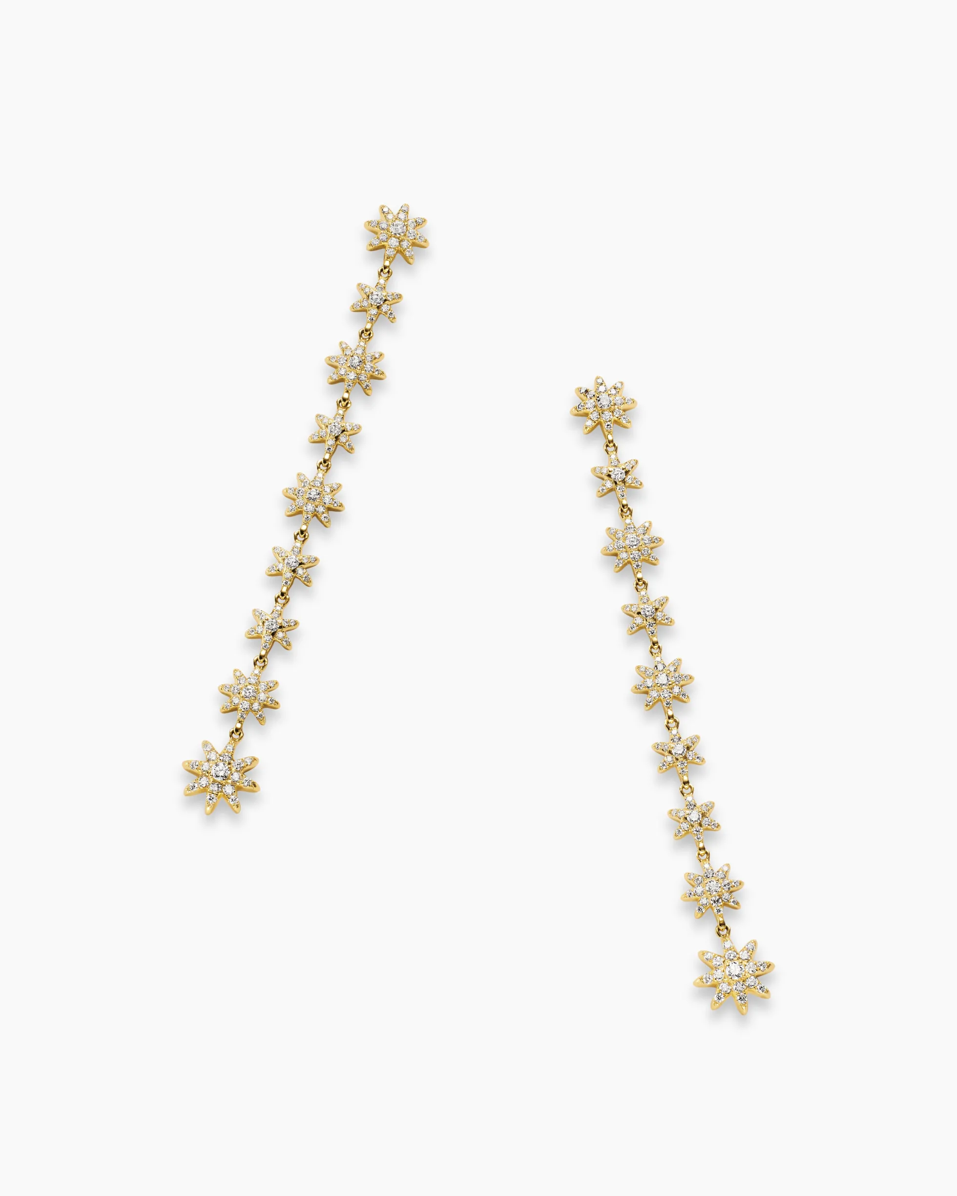 Starburst Drop Earrings 18K Yellow Gold with Diamonds, 70.9mm