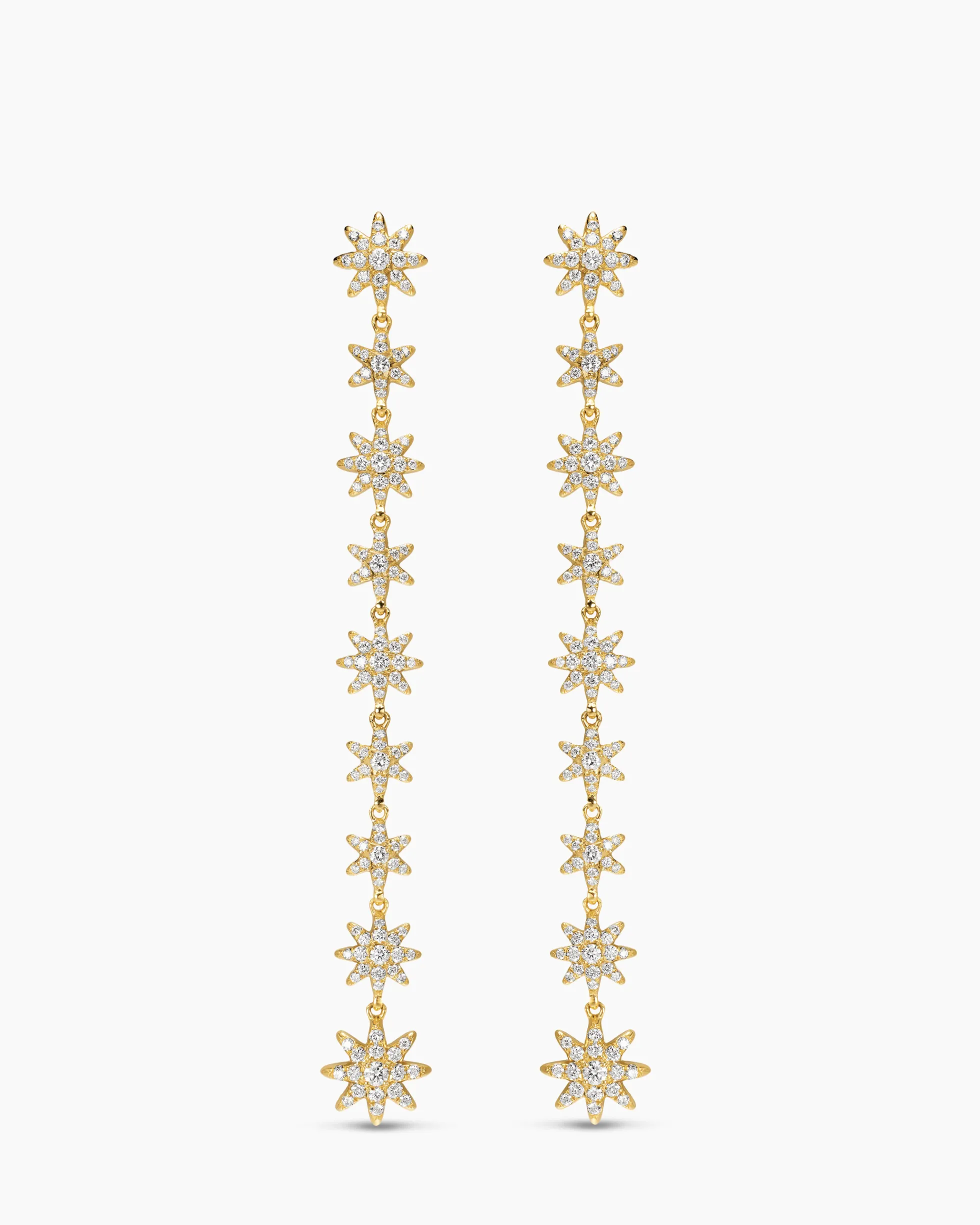 Starburst Drop Earrings 18K Yellow Gold with Diamonds, 70.9mm