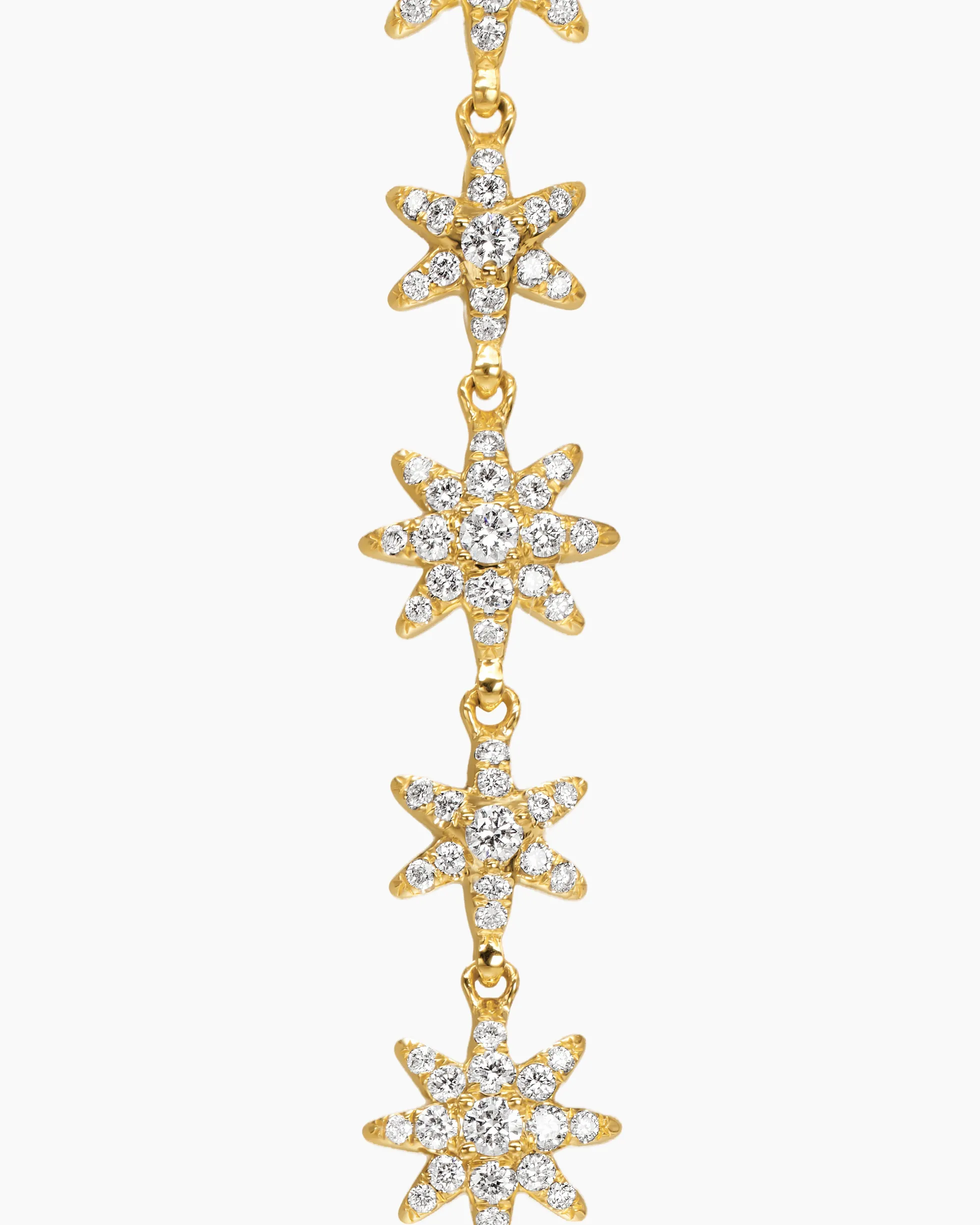 Starburst Drop Earrings 18K Yellow Gold with Diamonds, 70.9mm