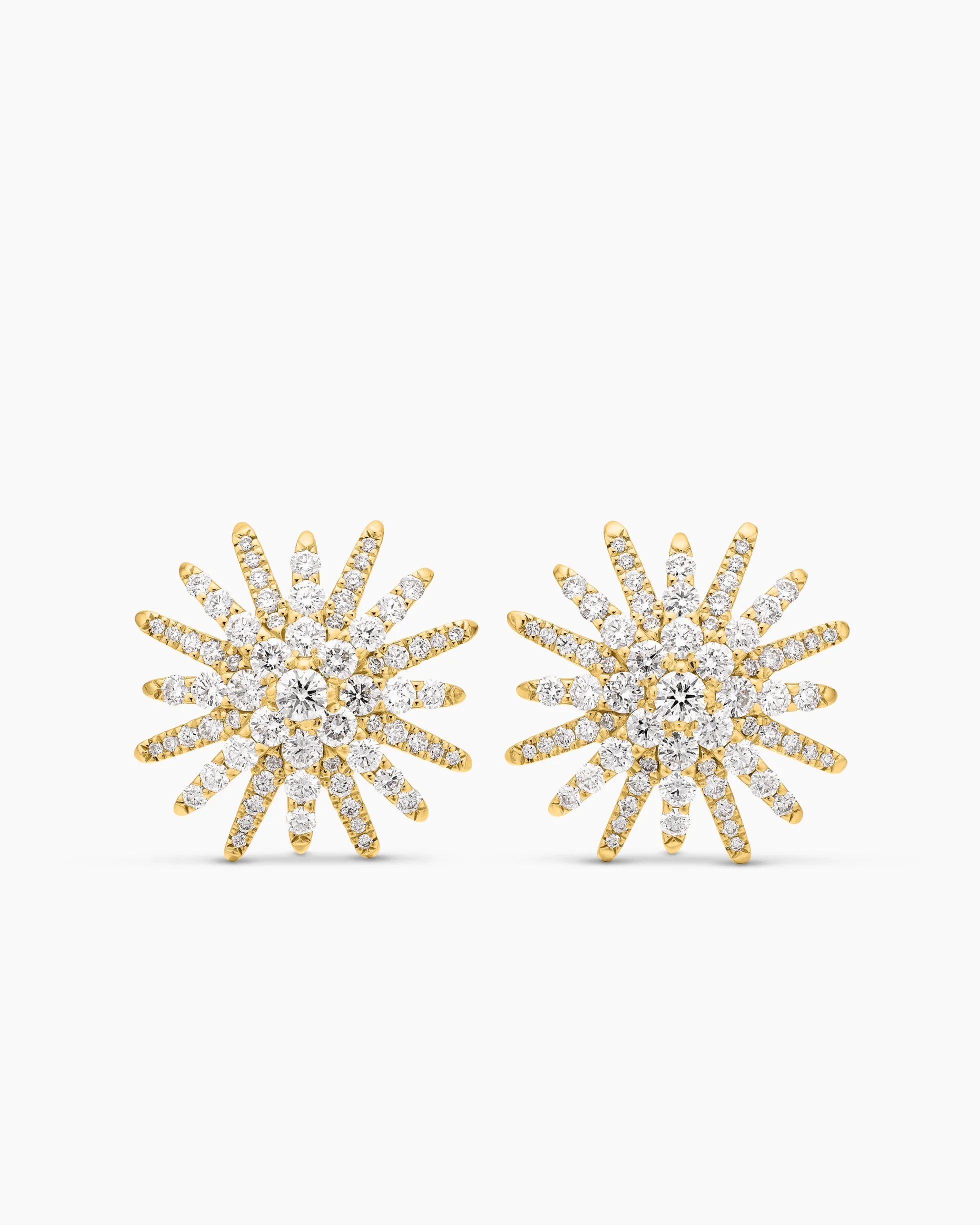 Starburst Stud Earrings 18K Yellow Gold with Diamonds, 19mm