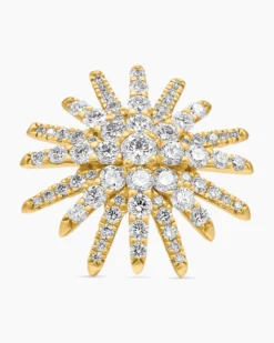 Starburst Stud Earrings 18K Yellow Gold with Diamonds, 19mm