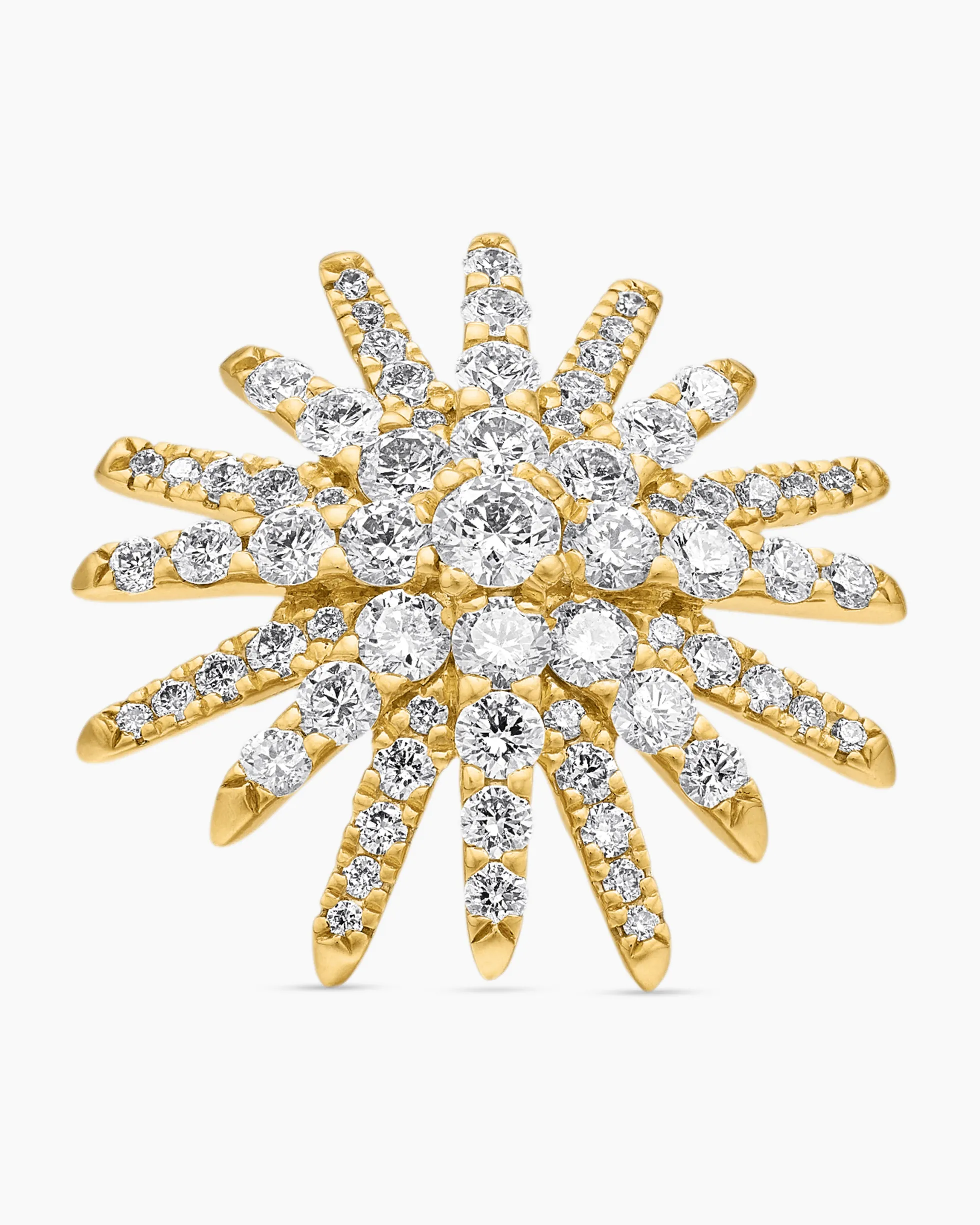 Starburst Stud Earrings 18K Yellow Gold with Diamonds, 19mm