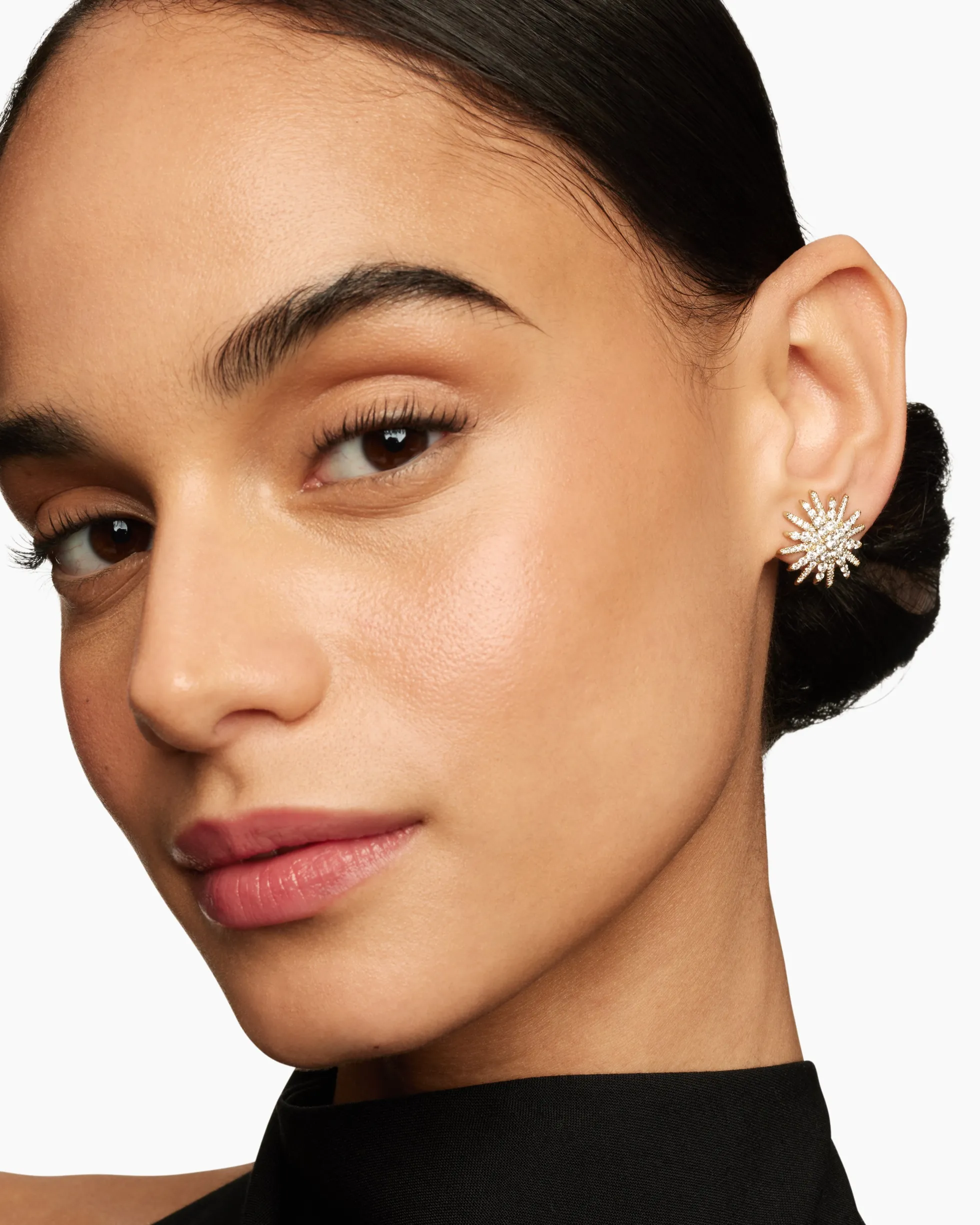 Starburst Stud Earrings 18K Yellow Gold with Diamonds, 19mm
