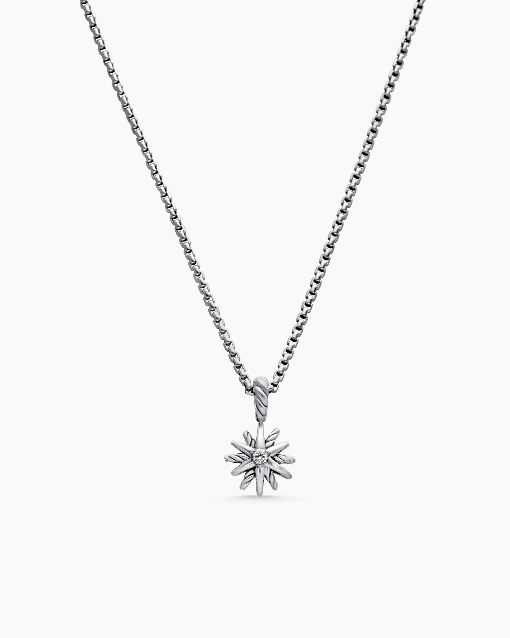 Starburst Teen Necklace Sterling Silver with Center Diamond, 8mm