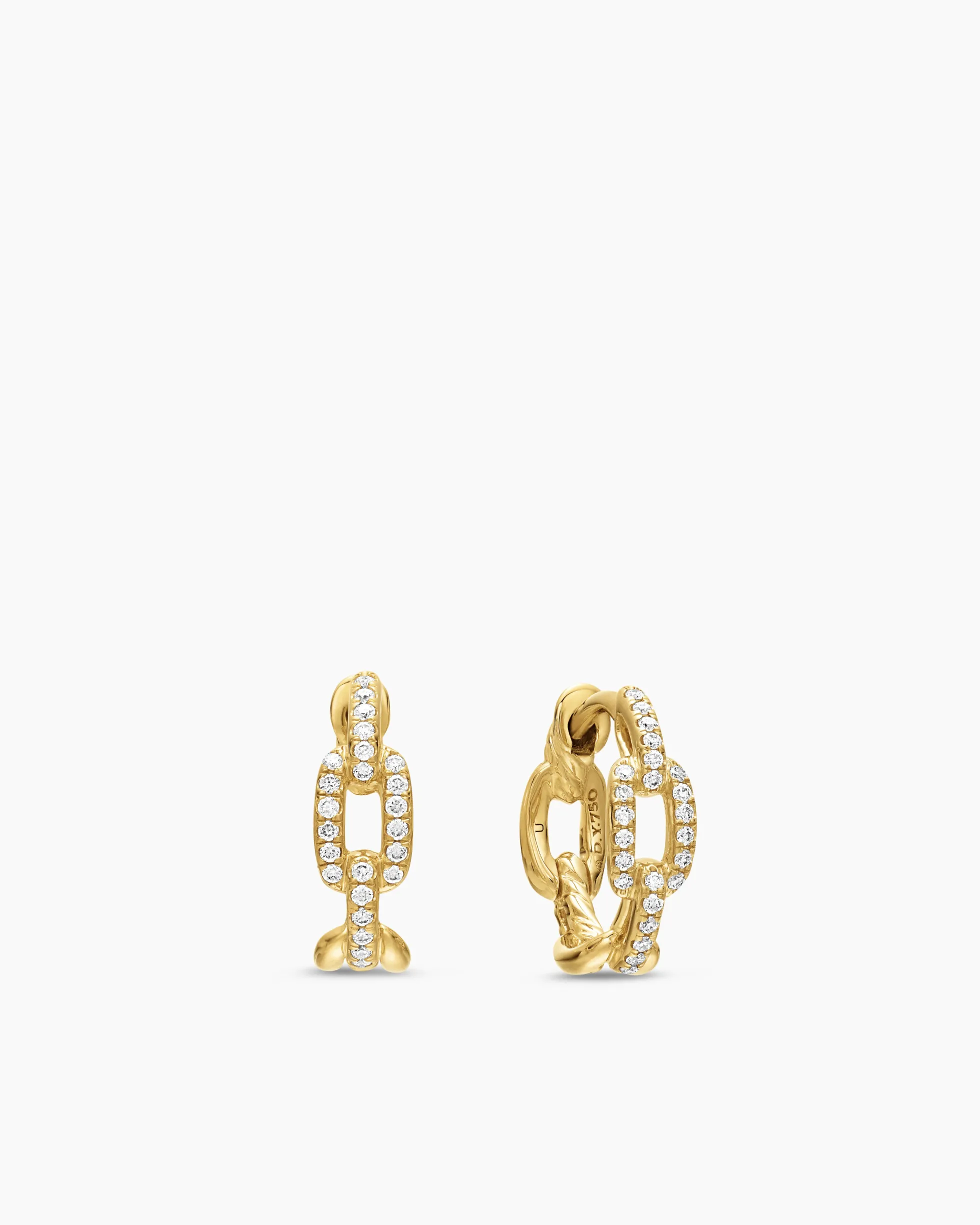 Stax Chain Link Huggie Hoop Earrings 18K Yellow Gold with Diamonds, 12.5mm