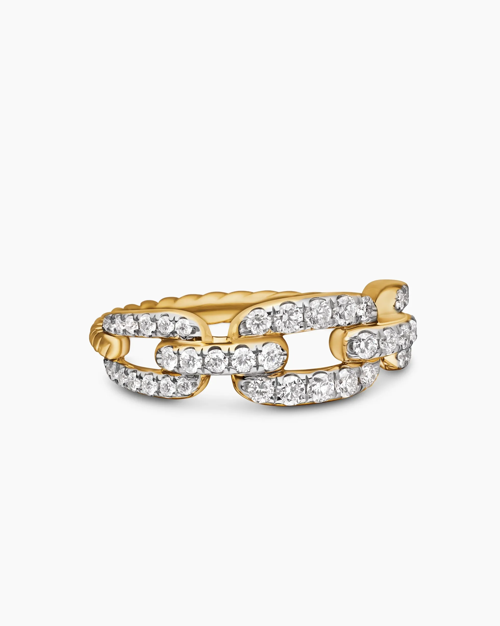 Stax Chain Link Ring 18K Yellow Gold with Diamonds, 7mm
