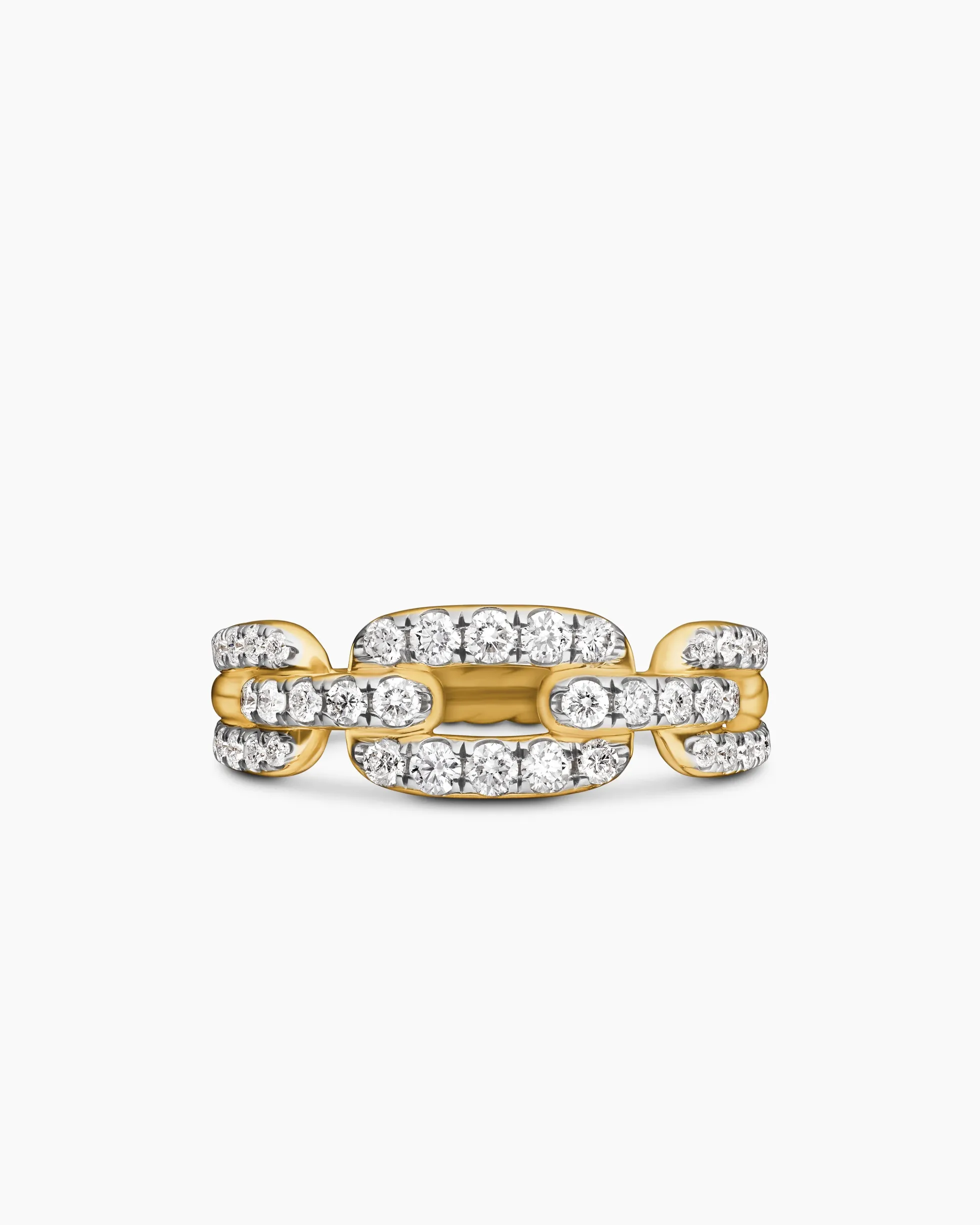 Stax Chain Link Ring 18K Yellow Gold with Diamonds, 7mm