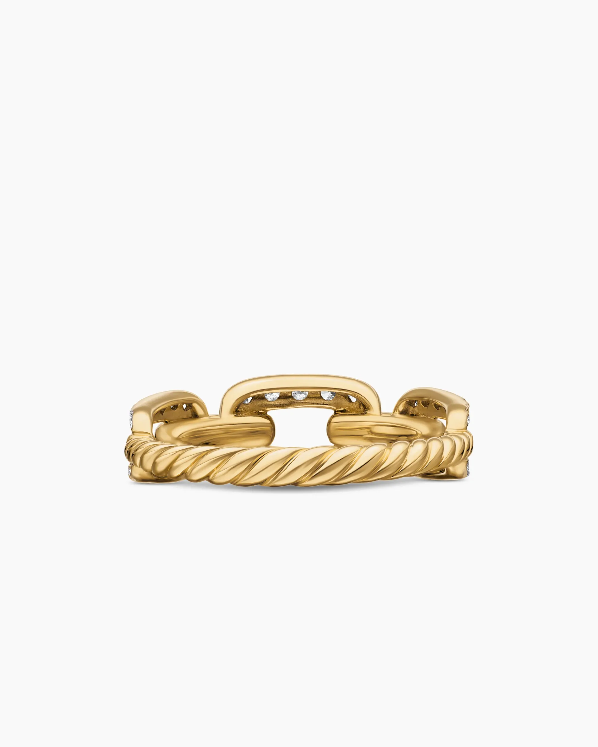 Stax Chain Link Ring 18K Yellow Gold with Diamonds, 7mm