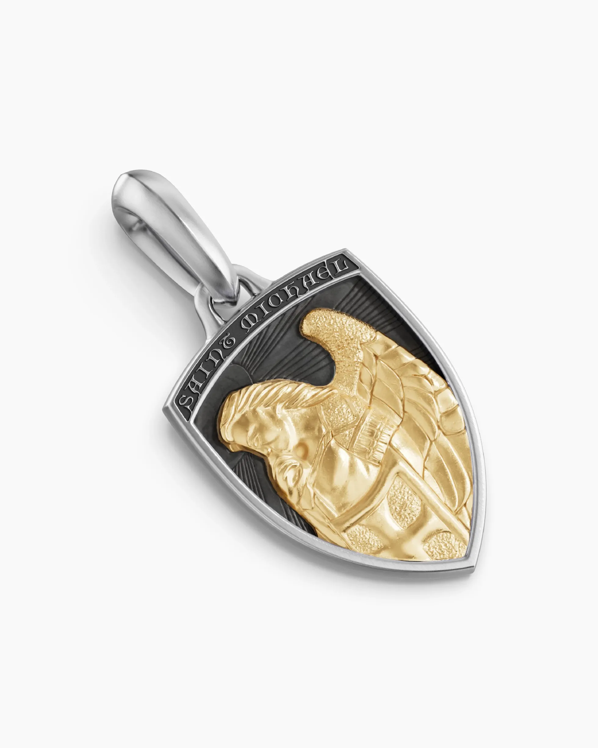 St. Michael Amulet Sterling Silver with 14K Yellow Gold, 26mm