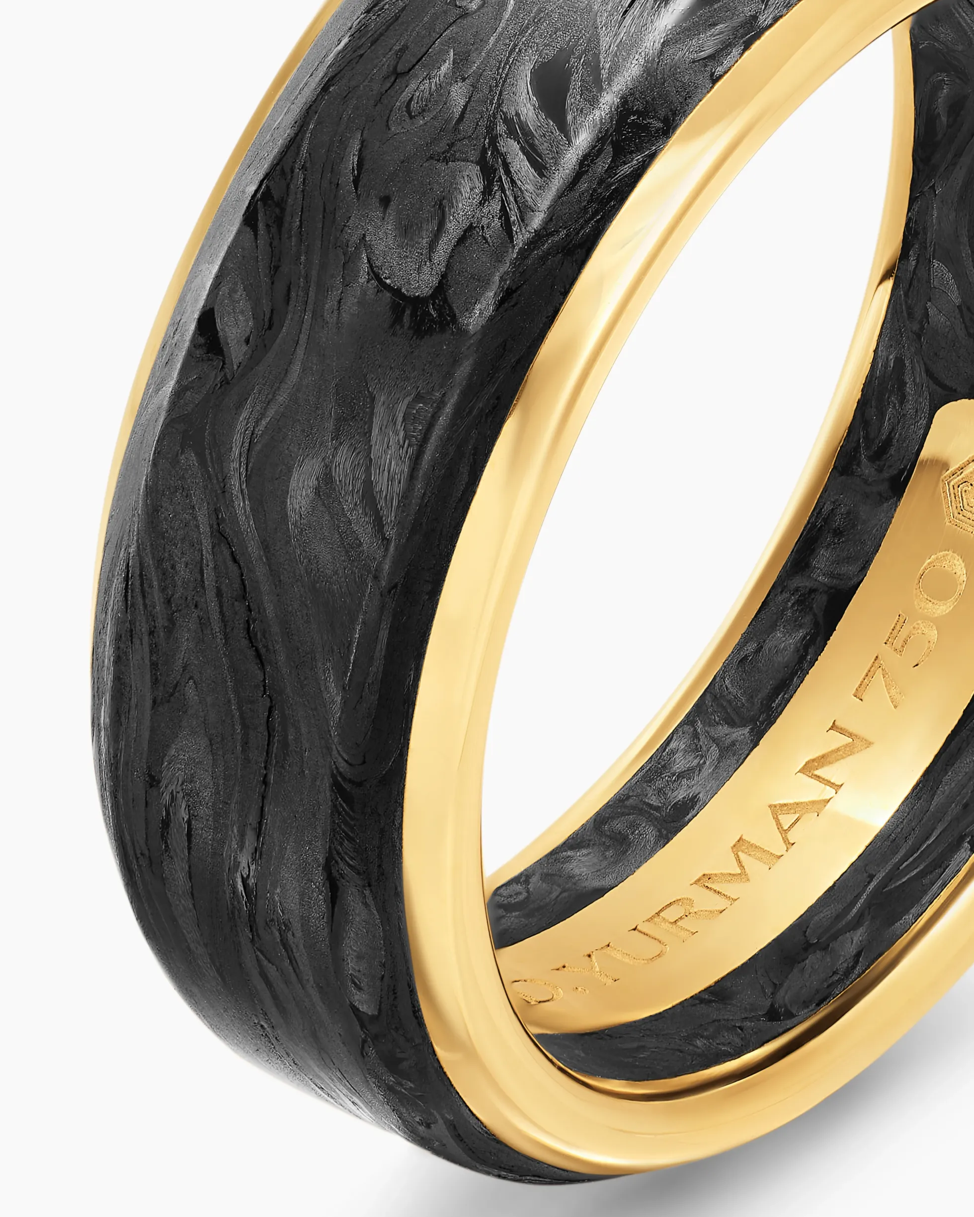 Streamline® Band Ring 18K Yellow Gold with Forged Carbon, 8mm