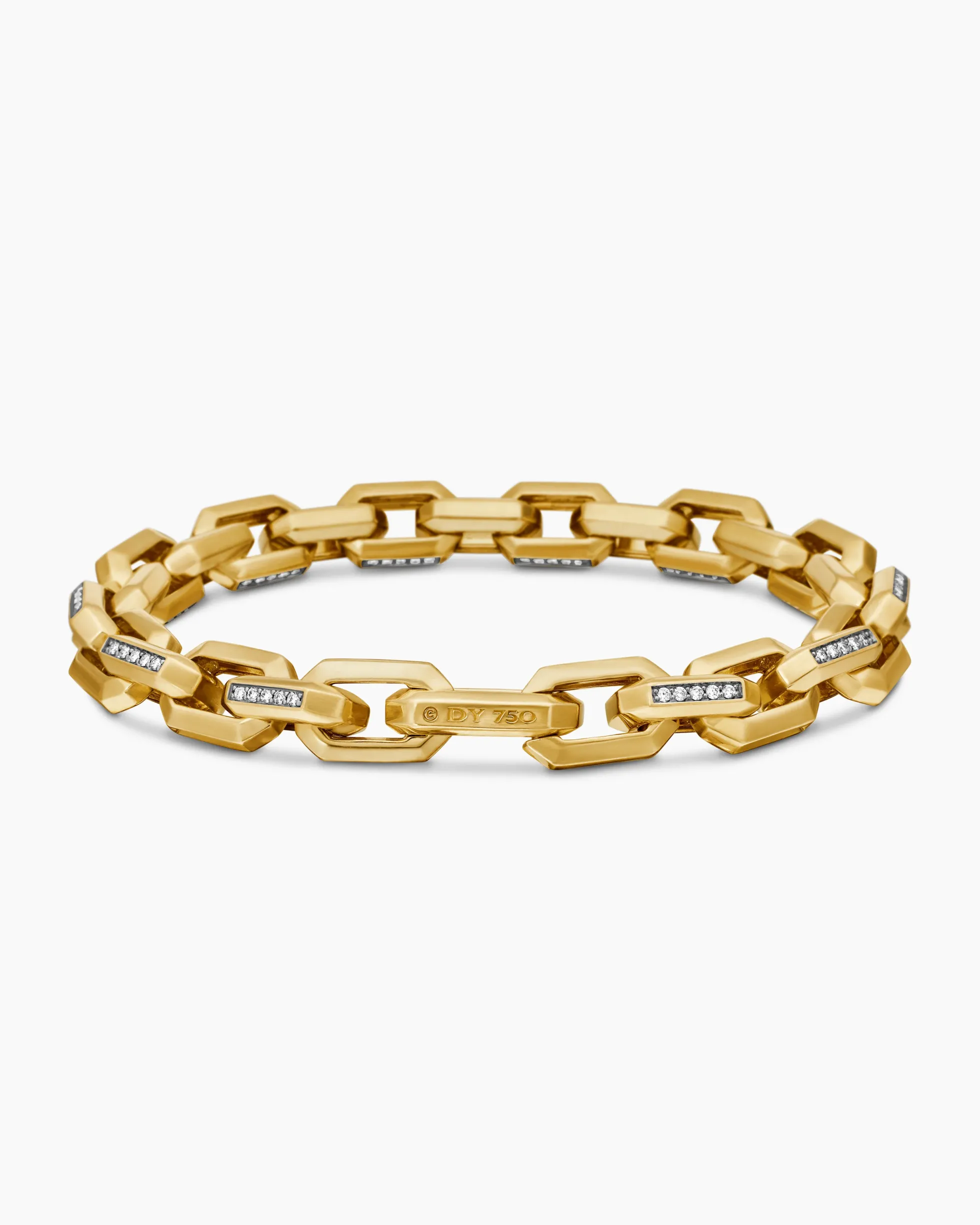 Streamline® Heirloom Chain Link Bracelet 18K Yellow Gold with Pavé Diamonds, 7.5mm