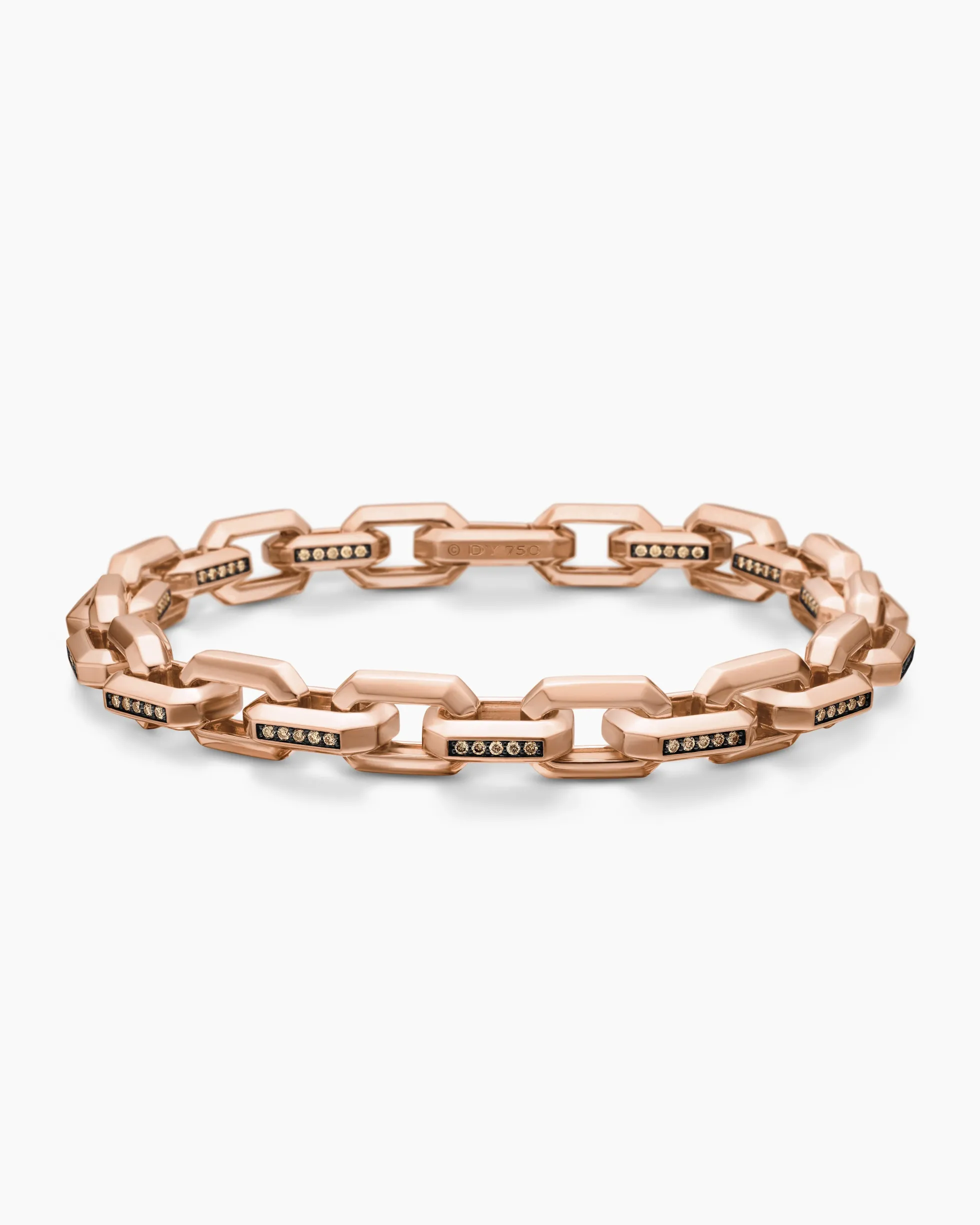 Streamline® Heirloom Chain Link Bracelet 18K Rose Gold with Pavé Cognac Diamonds, 7.5mm