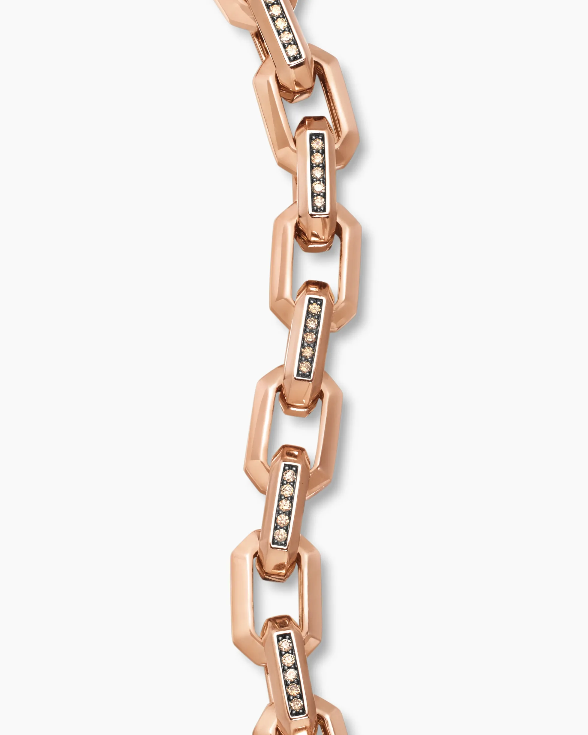 Streamline® Heirloom Chain Link Bracelet 18K Rose Gold with Pavé Cognac Diamonds, 7.5mm