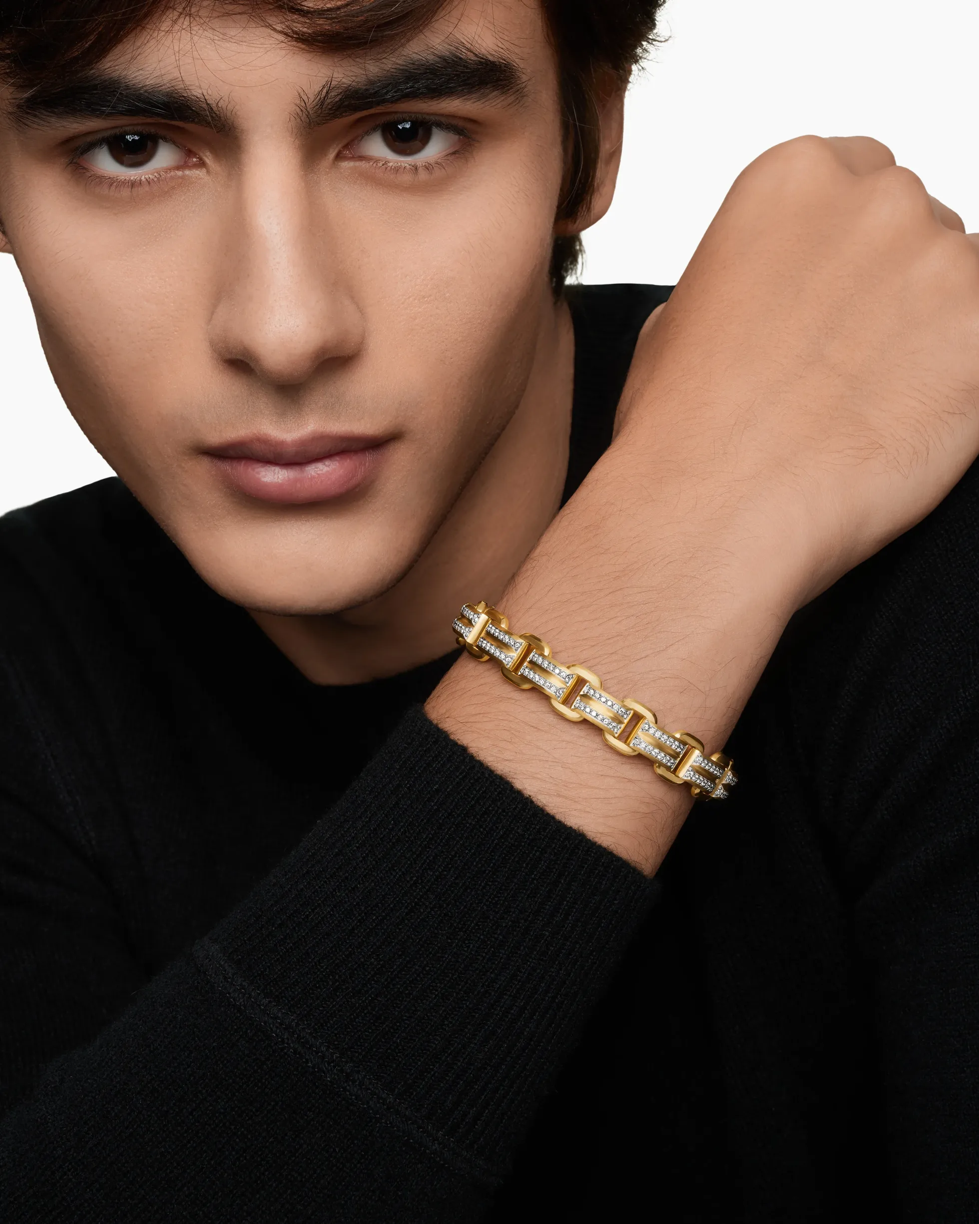 Streamline® Link Bracelet 18K Yellow Gold with Diamonds, 7.5mm