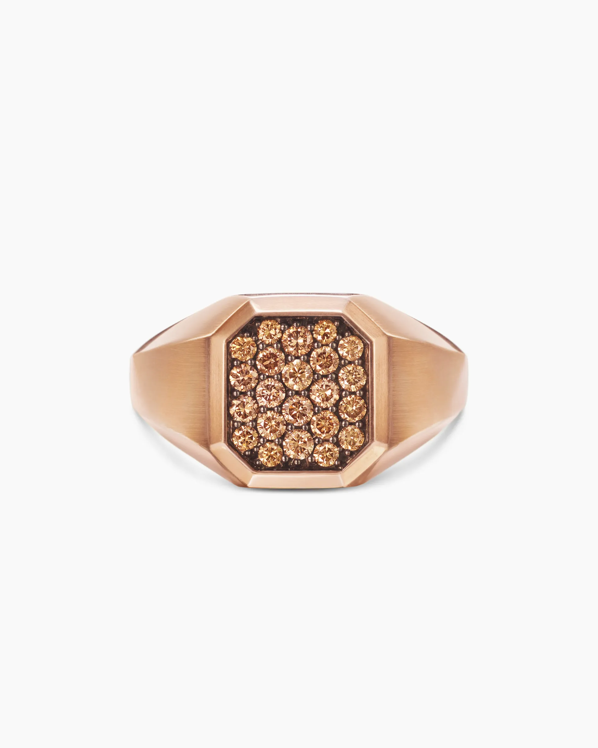 Streamline® Signet Ring 18K Rose Gold with Cognac Diamonds, 14mm