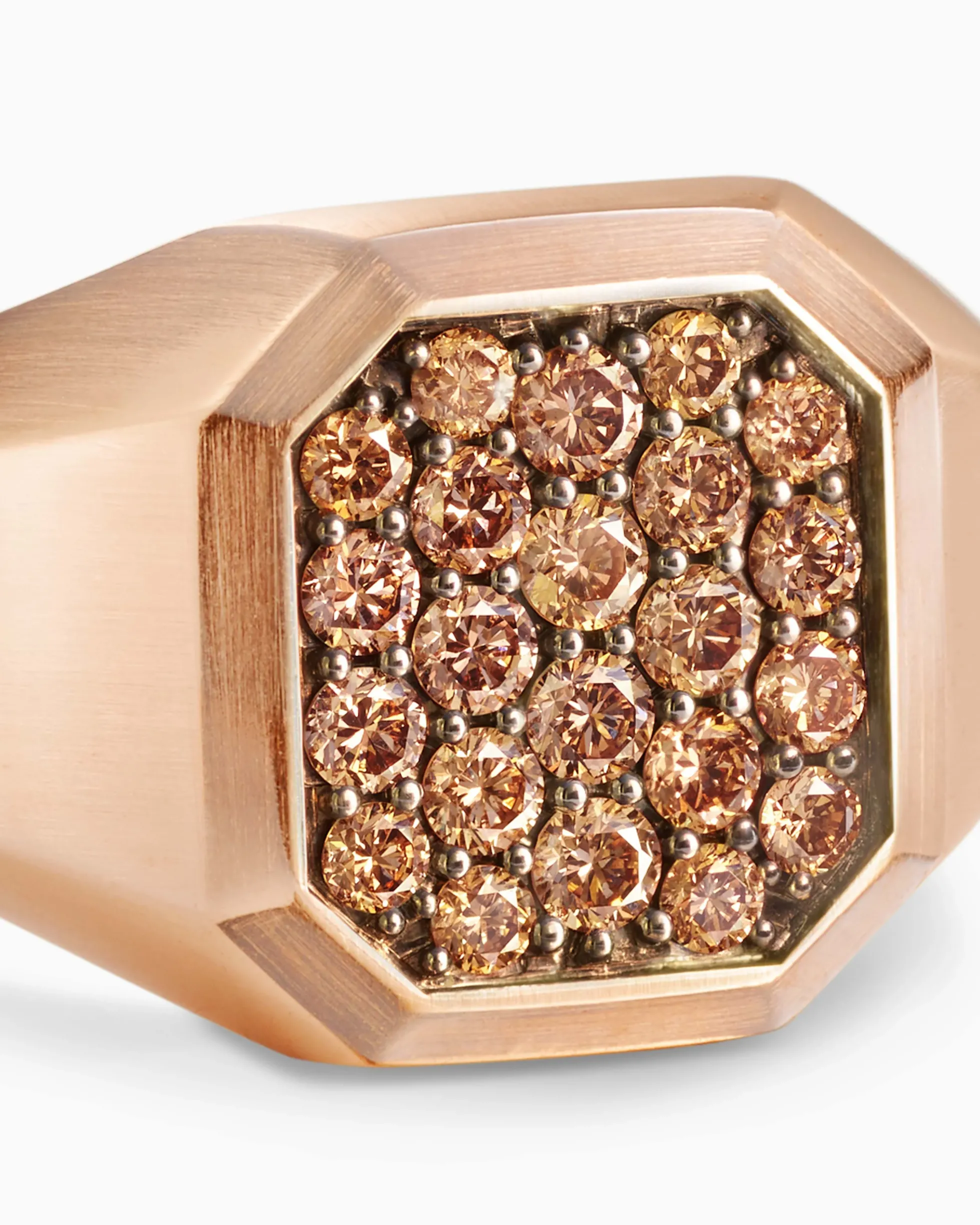 Streamline® Signet Ring 18K Rose Gold with Cognac Diamonds, 14mm