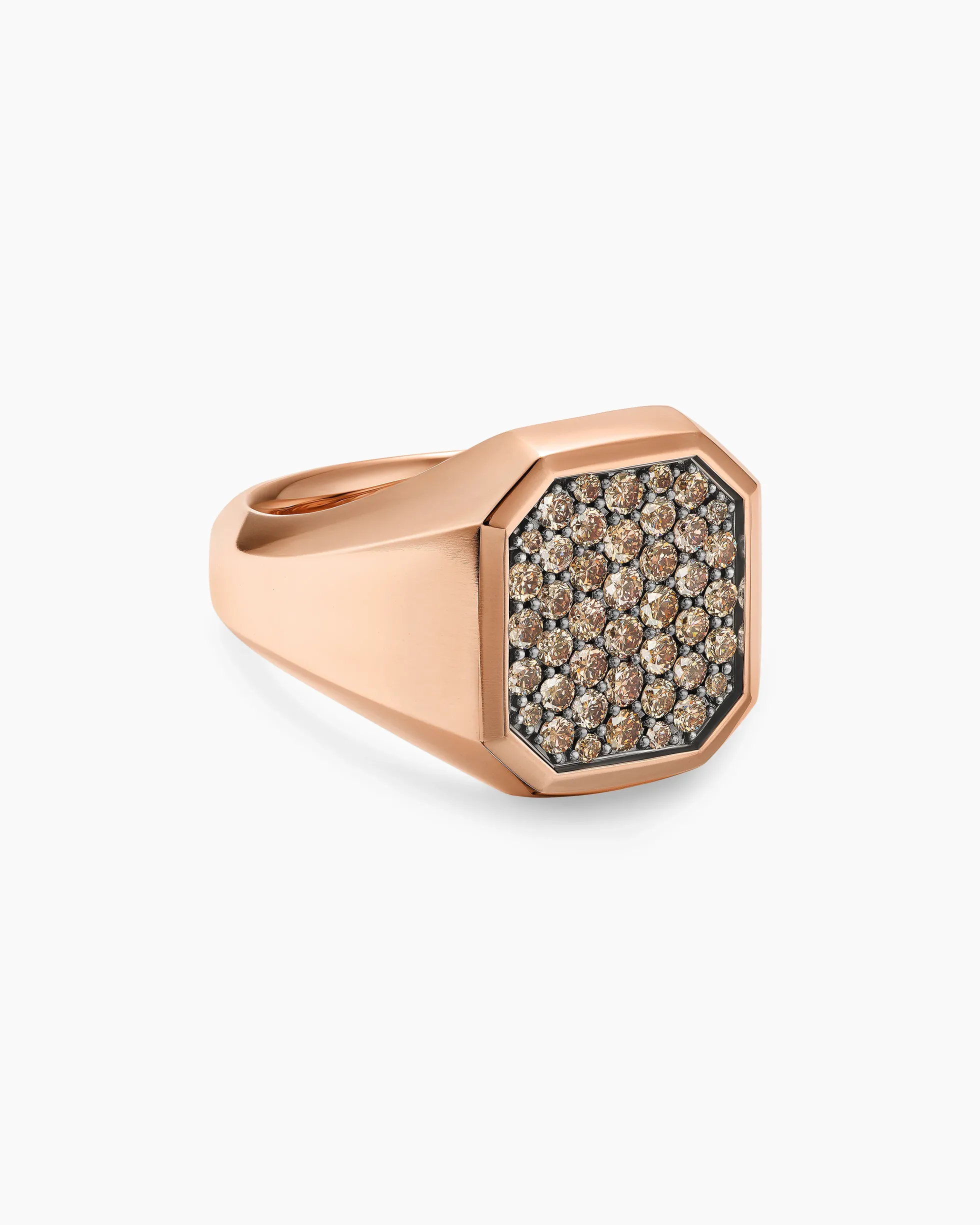 Streamline® Signet Ring 18K Rose Gold with Cognac Diamonds, 18mm