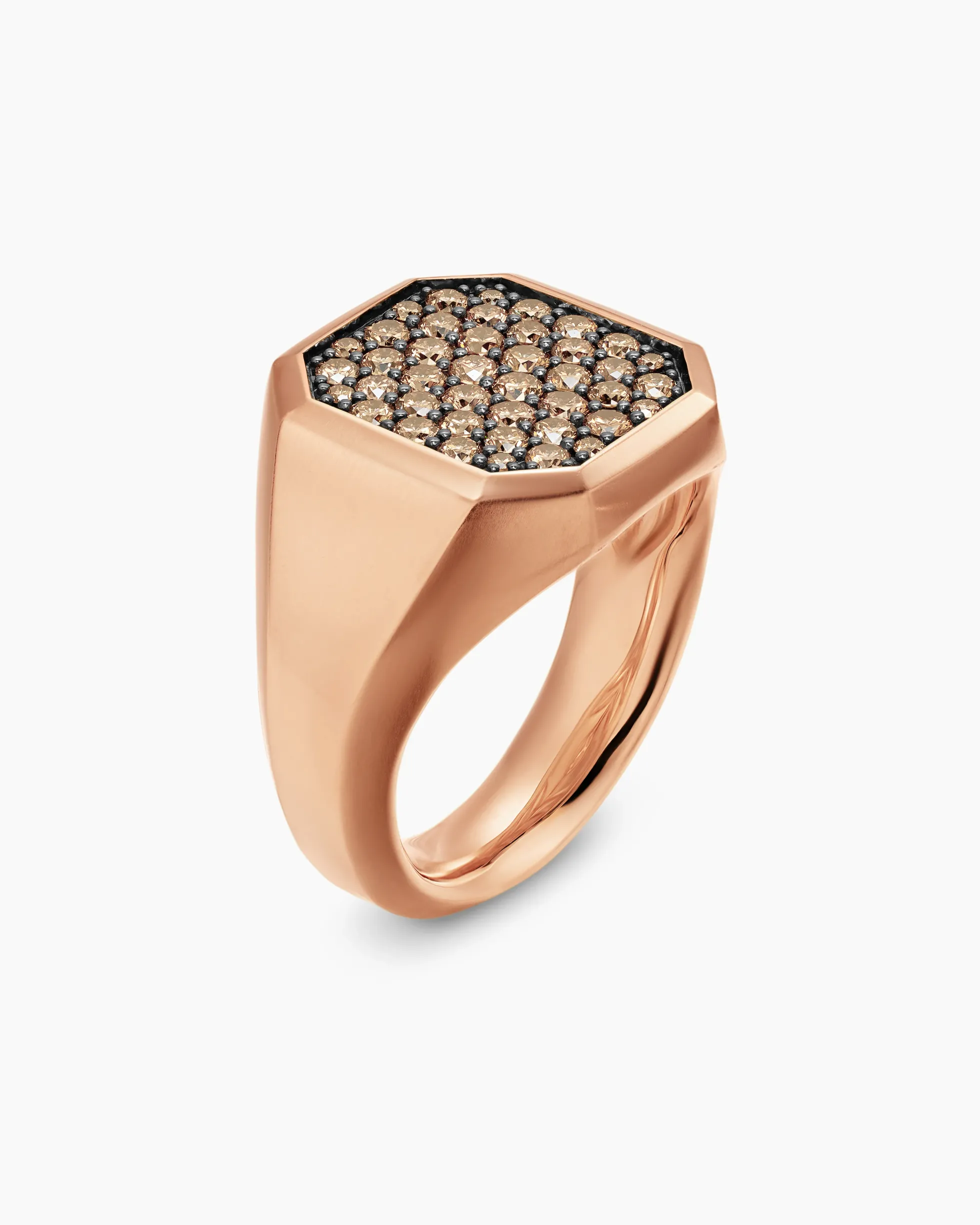 Streamline® Signet Ring 18K Rose Gold with Cognac Diamonds, 18mm