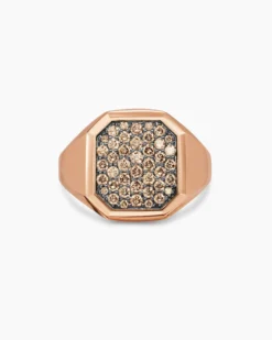 Streamline® Signet Ring 18K Rose Gold with Cognac Diamonds, 18mm