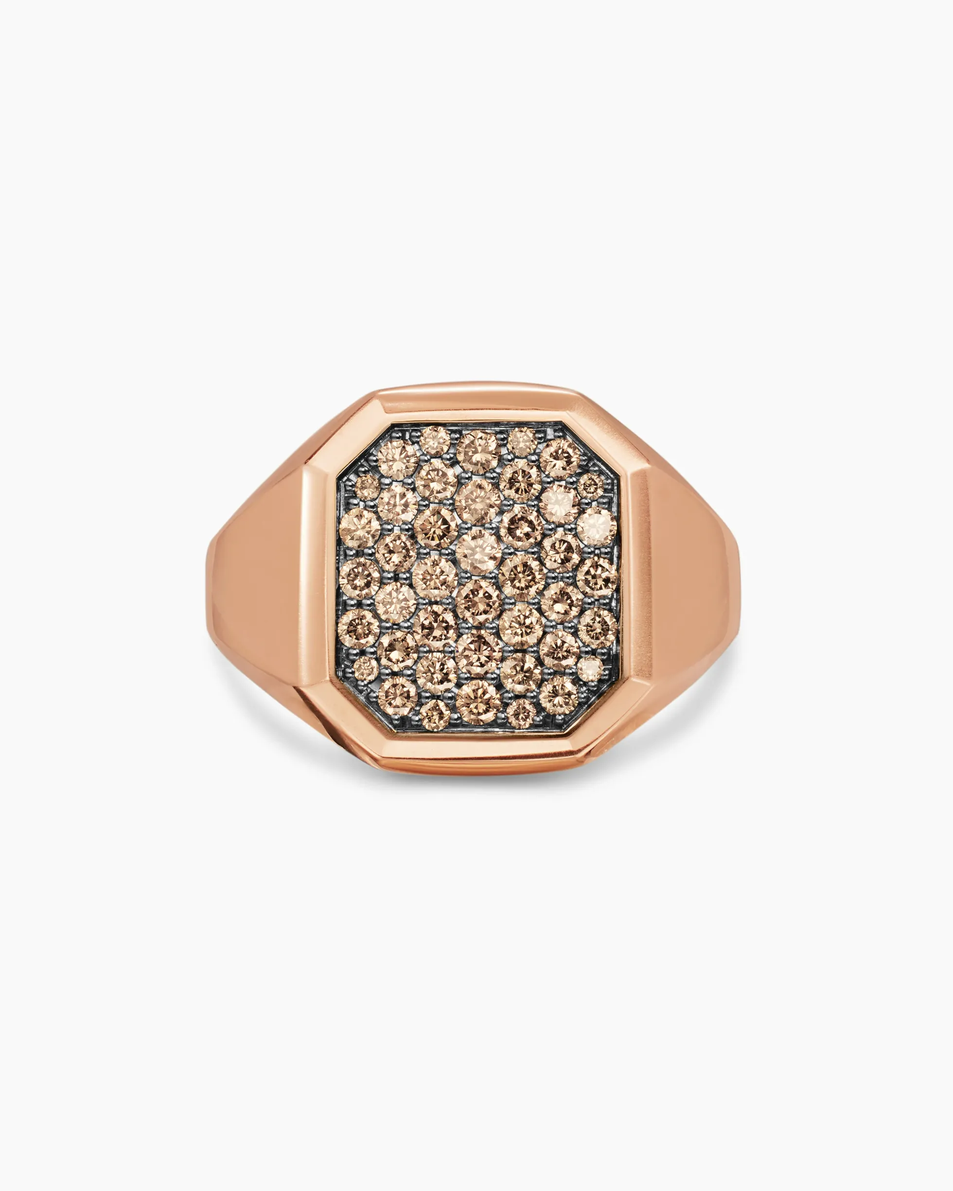 Streamline® Signet Ring 18K Rose Gold with Cognac Diamonds, 18mm