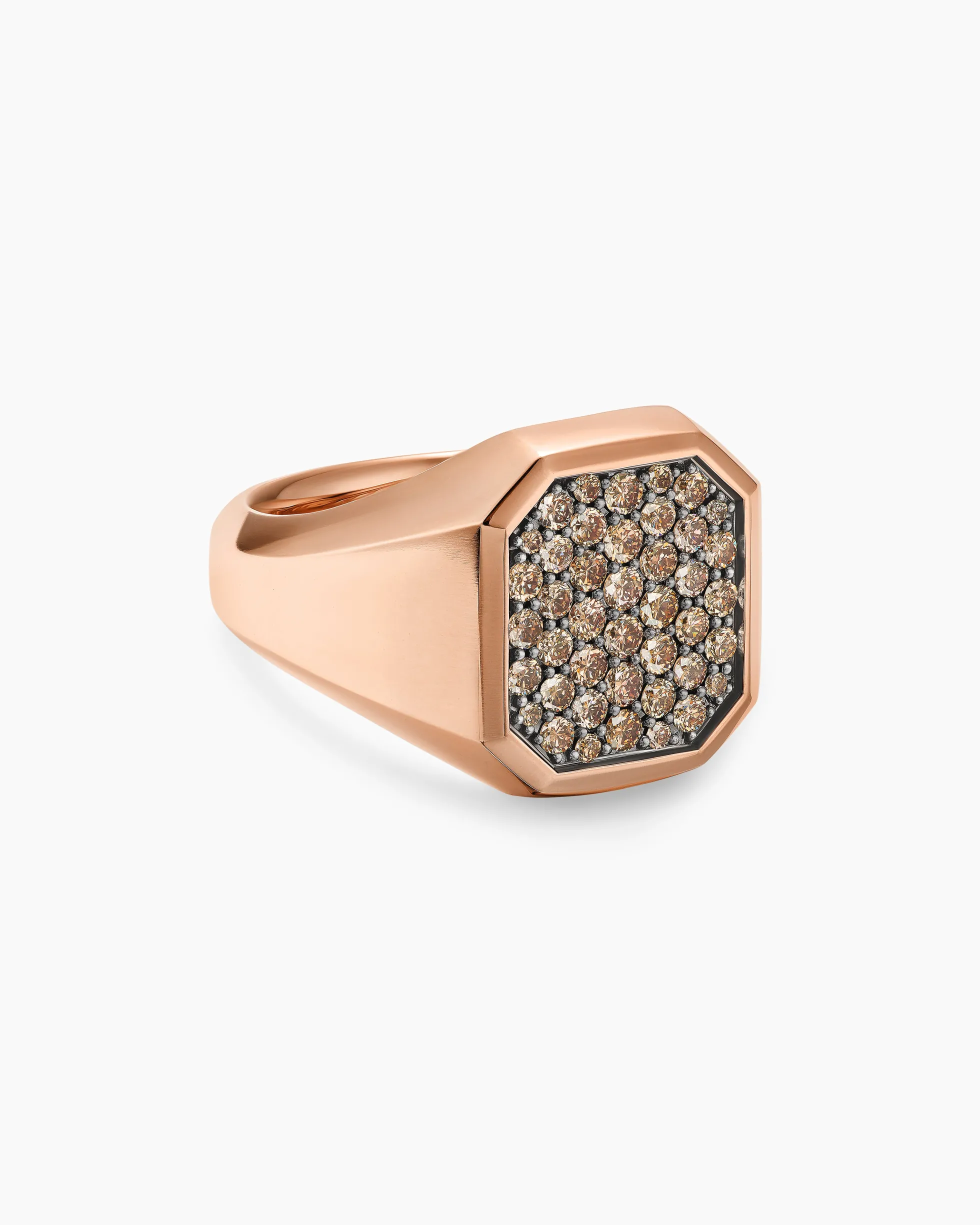 Streamline® Signet Ring 18K Rose Gold with Cognac Diamonds, 18mm